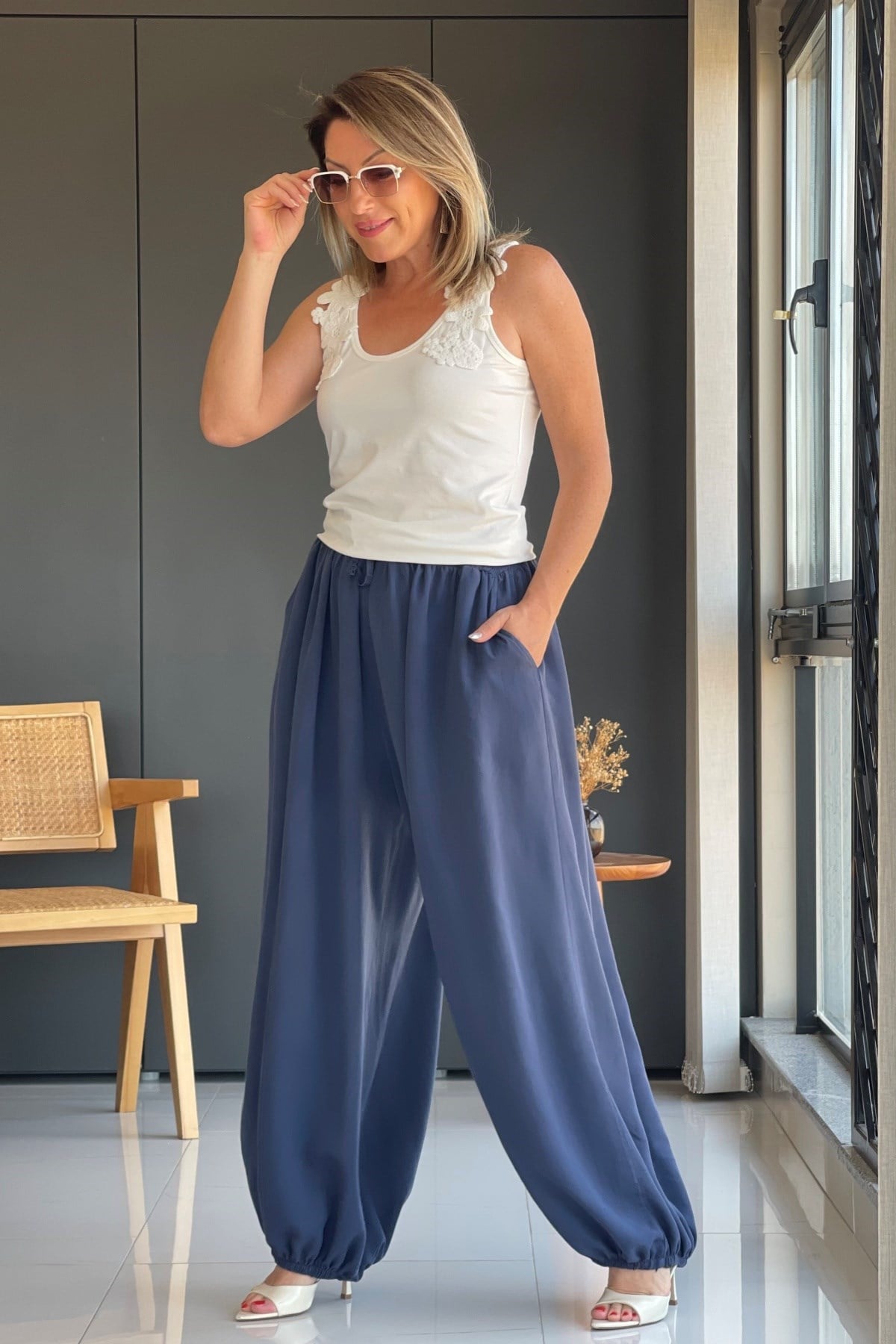 Lacivert Şalvar Model İthal Pantolon