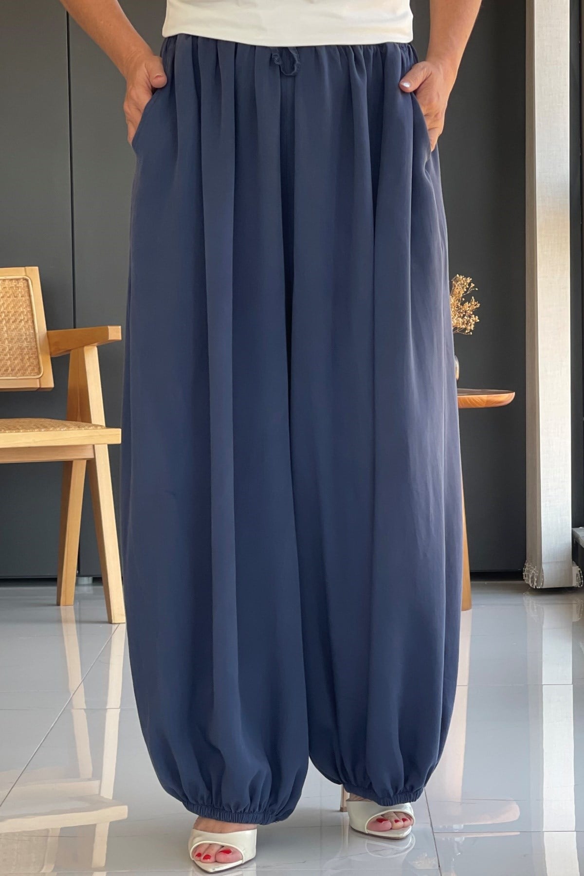 Lacivert Şalvar Model İthal Pantolon
