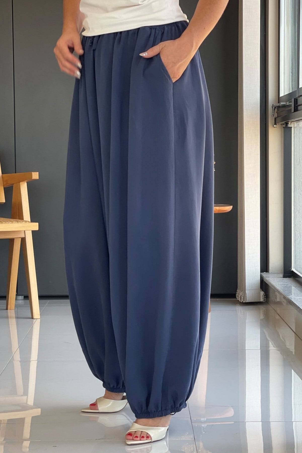 Lacivert Şalvar Model İthal Pantolon