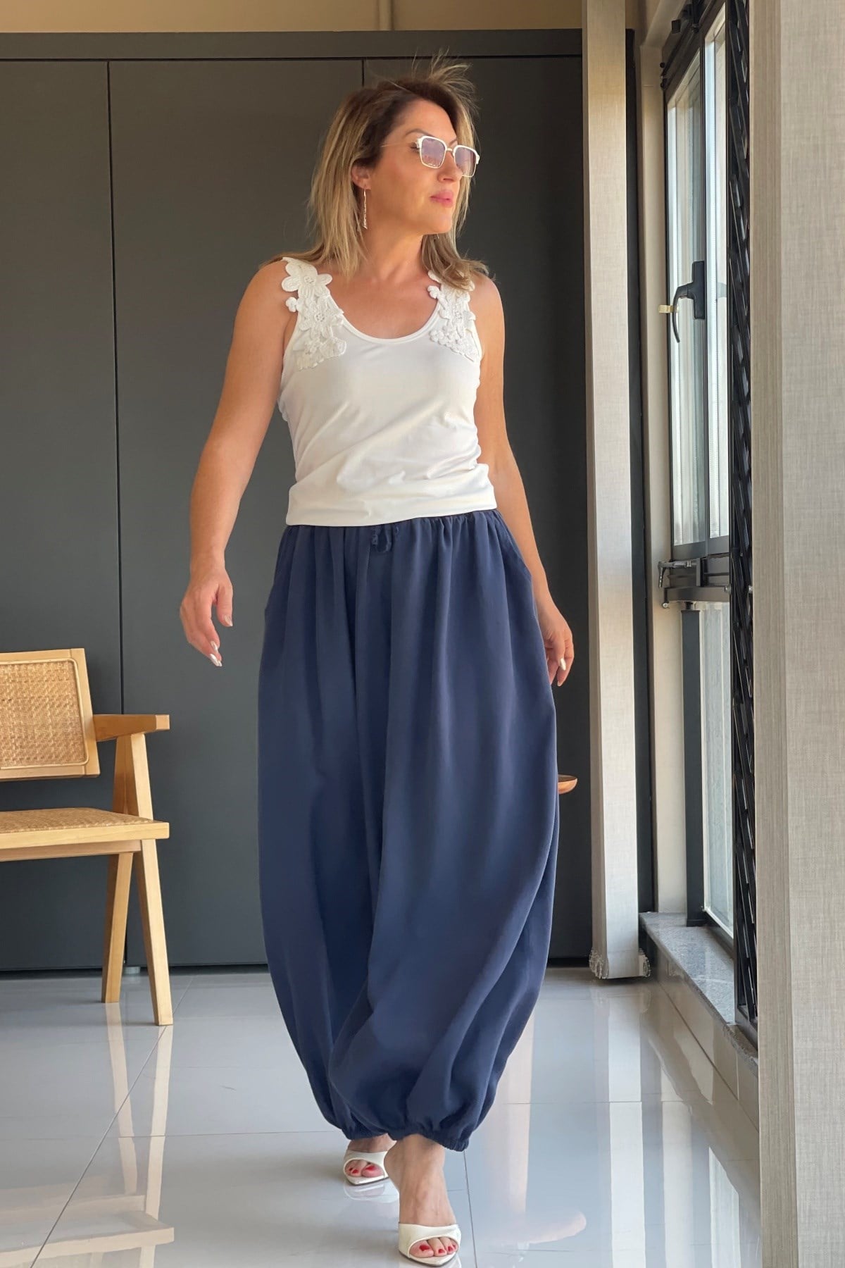 Lacivert Şalvar Model İthal Pantolon