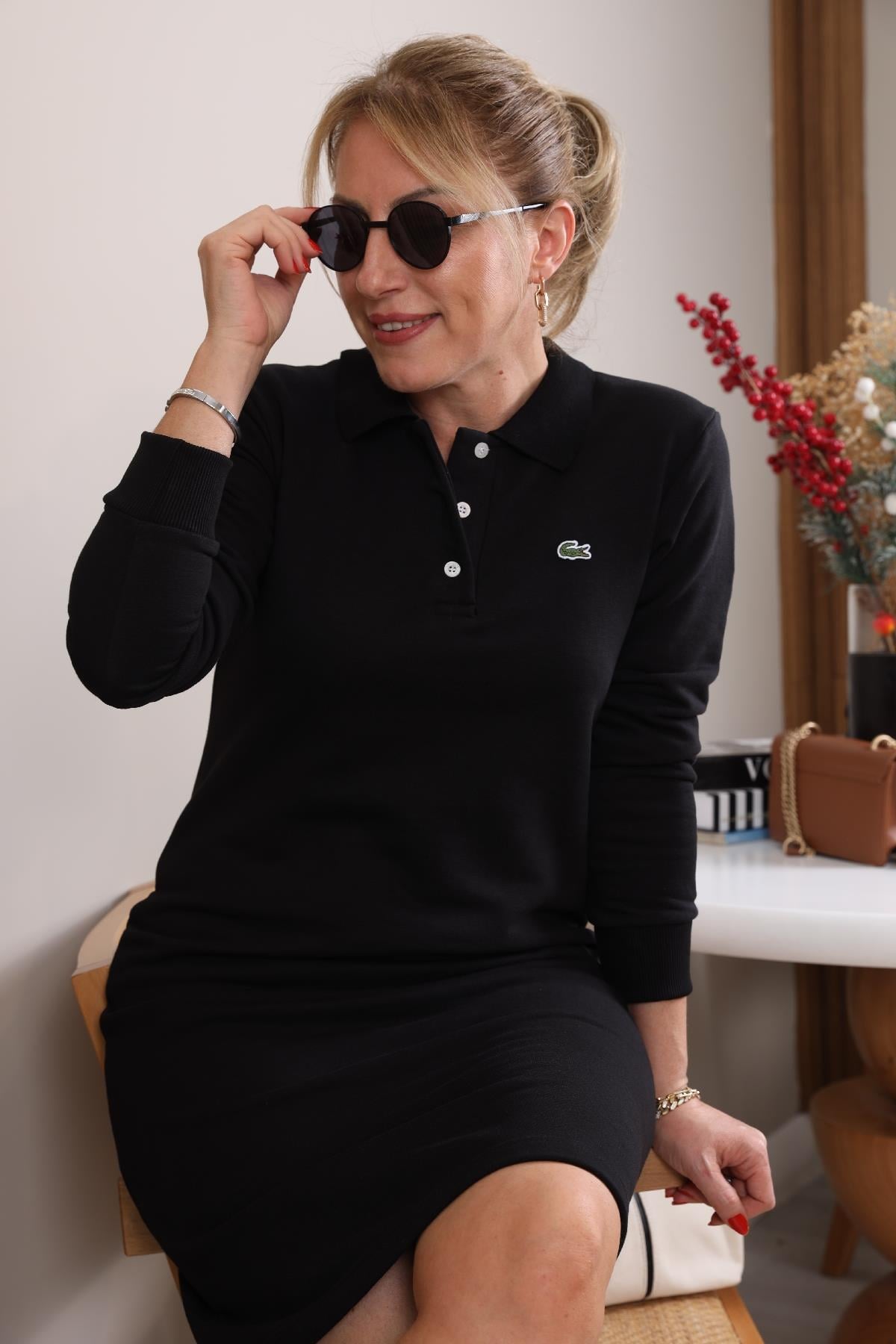 Lacoste Siyah Elbise