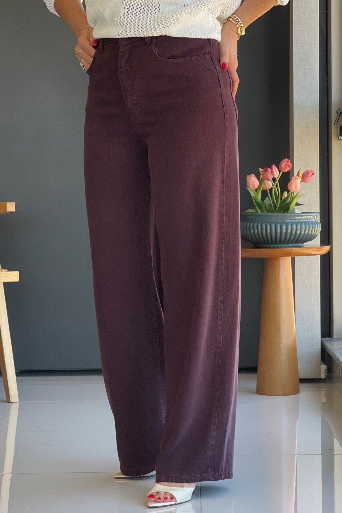 Mürdüm Tencel Pantolon