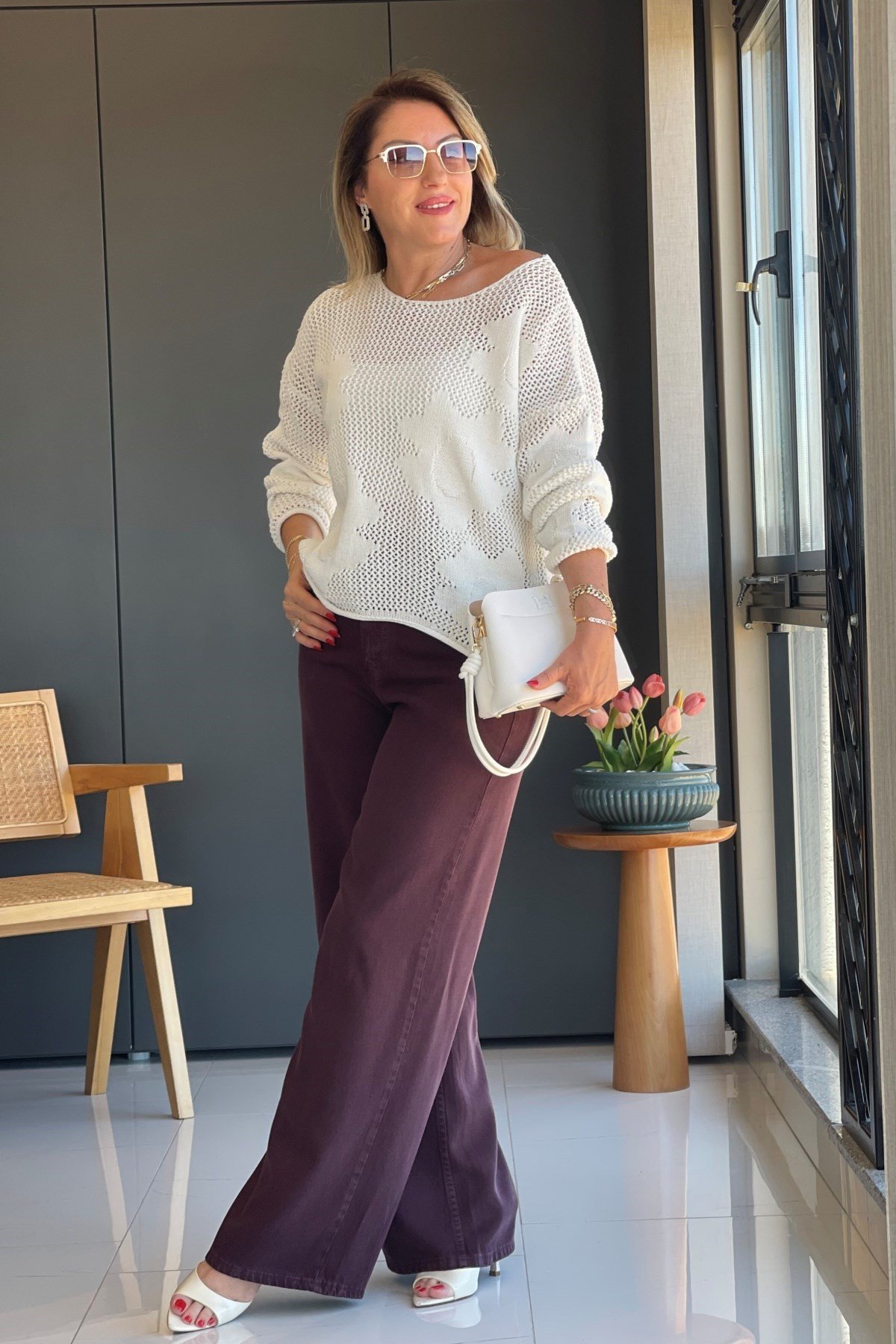Mürdüm Tencel Pantolon