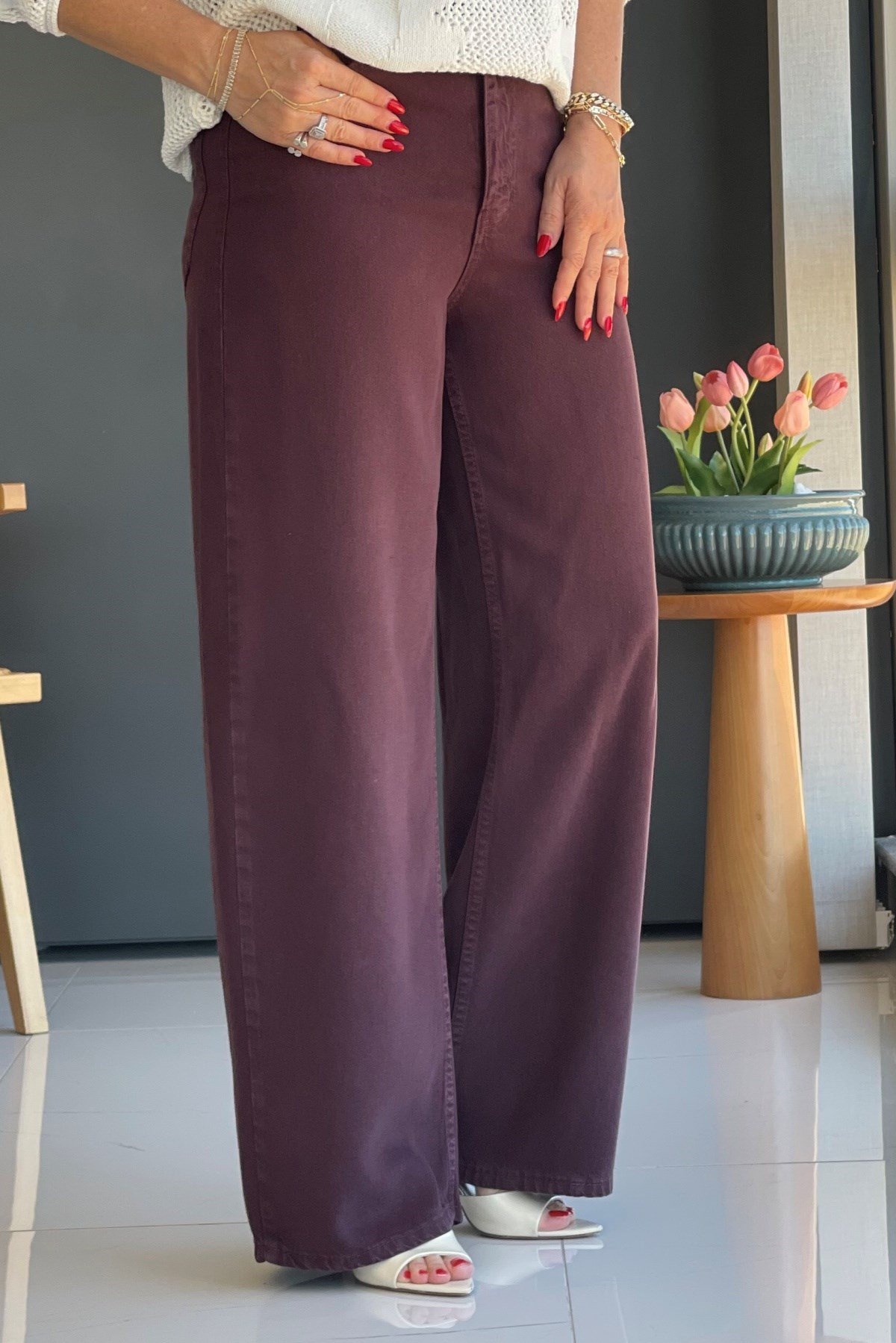 Mürdüm Tencel Pantolon