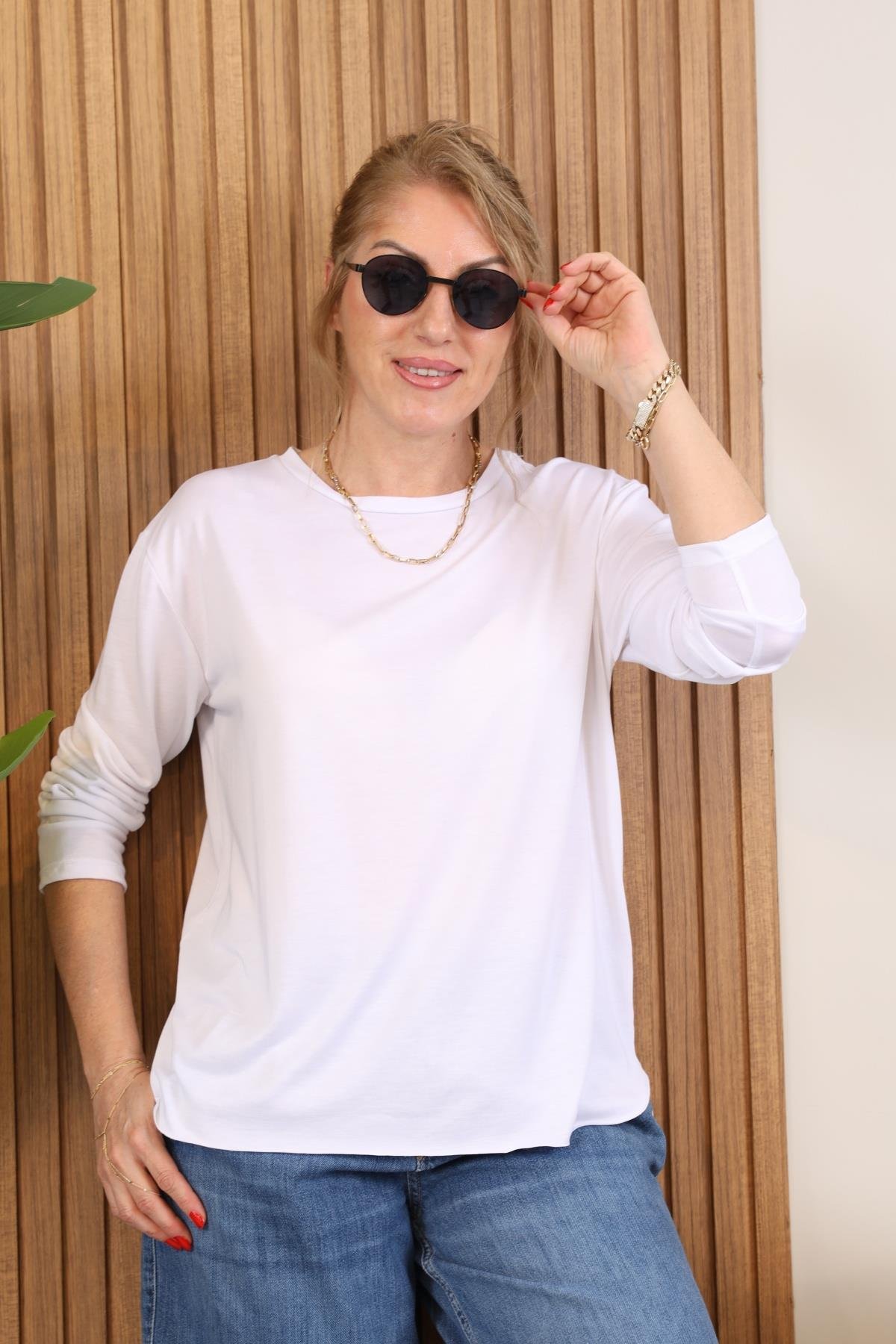 Orj. Marka Beyaz Basic Bluz