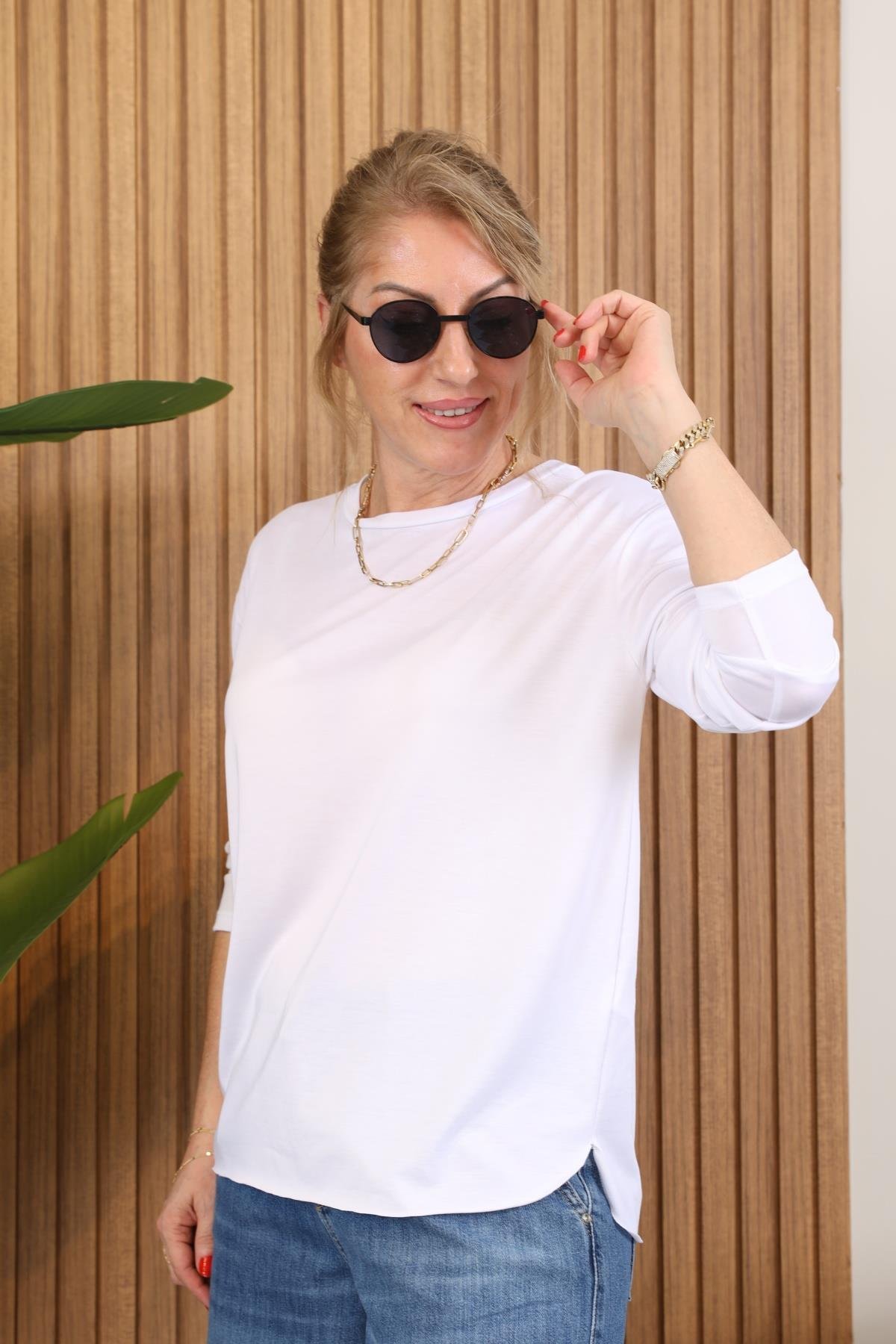 Orj. Marka Beyaz Basic Bluz