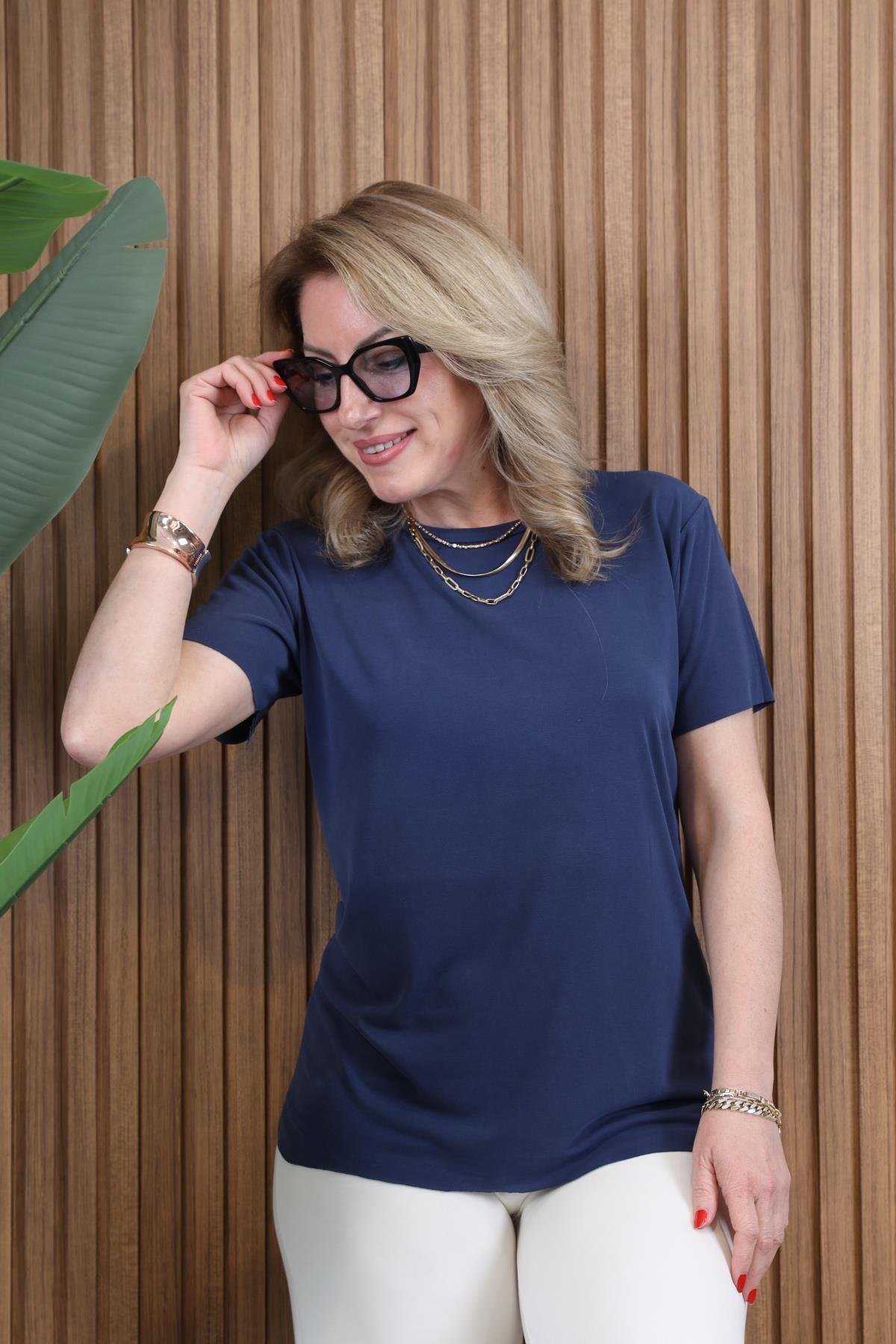 Orj Marka Basic Lacivert T-shirt