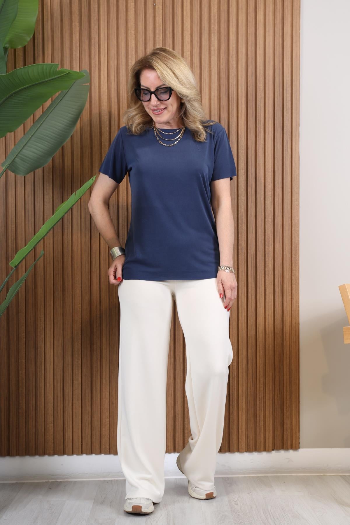 Orj Marka Basic Lacivert T-shirt