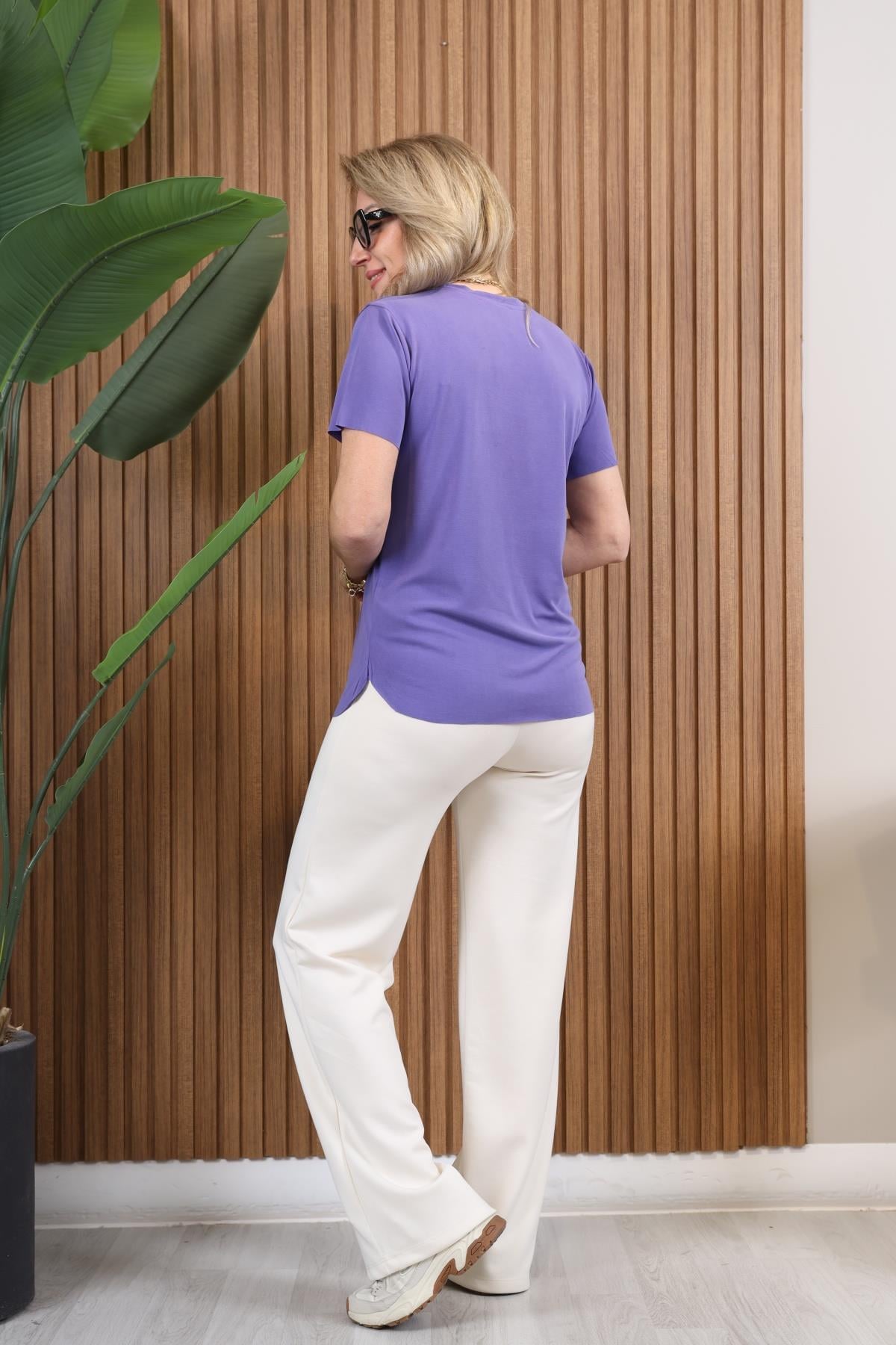 Orj Marka Basic Mor T-shirt