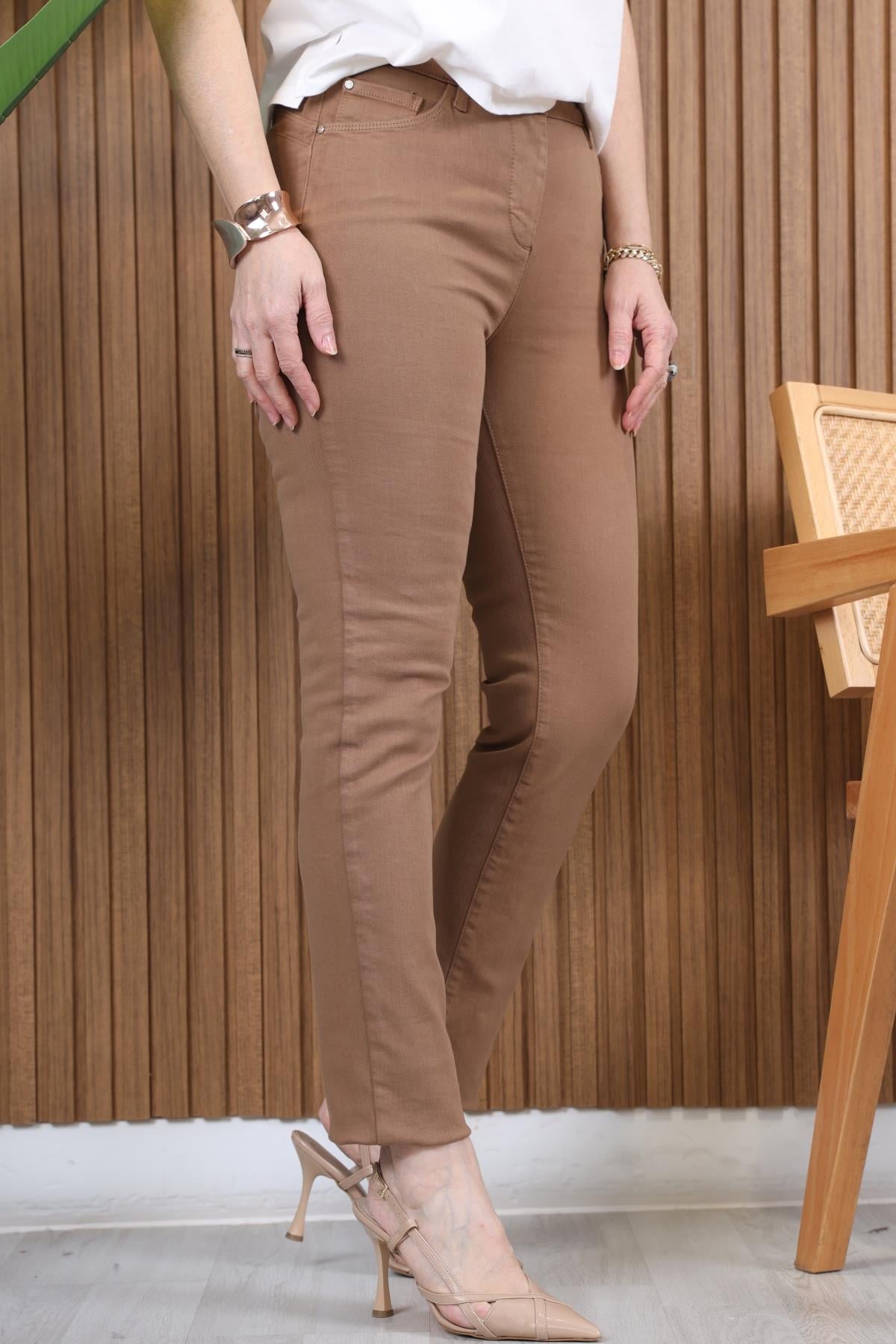 Orjınal Marka Açık Kahve Skinny Pantolon