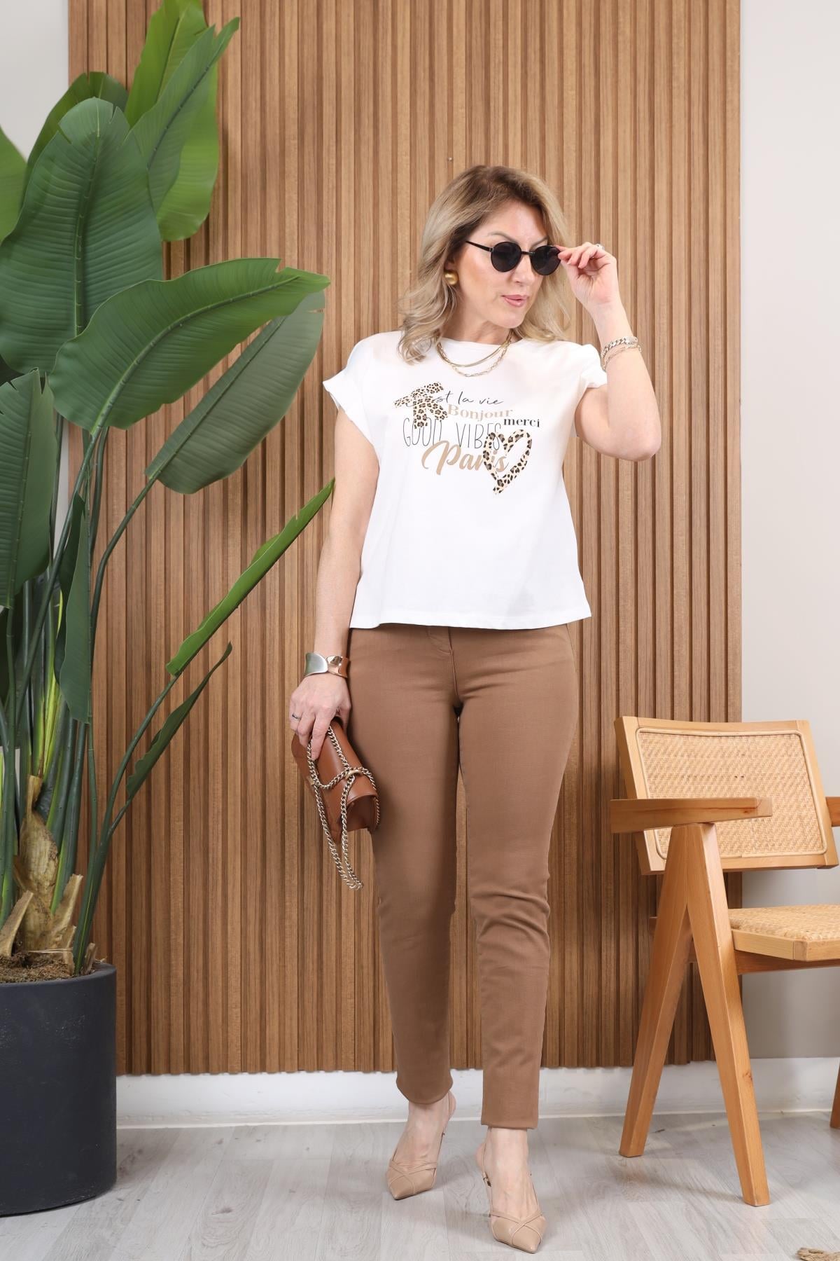 Orjınal Marka Açık Kahve Skinny Pantolon