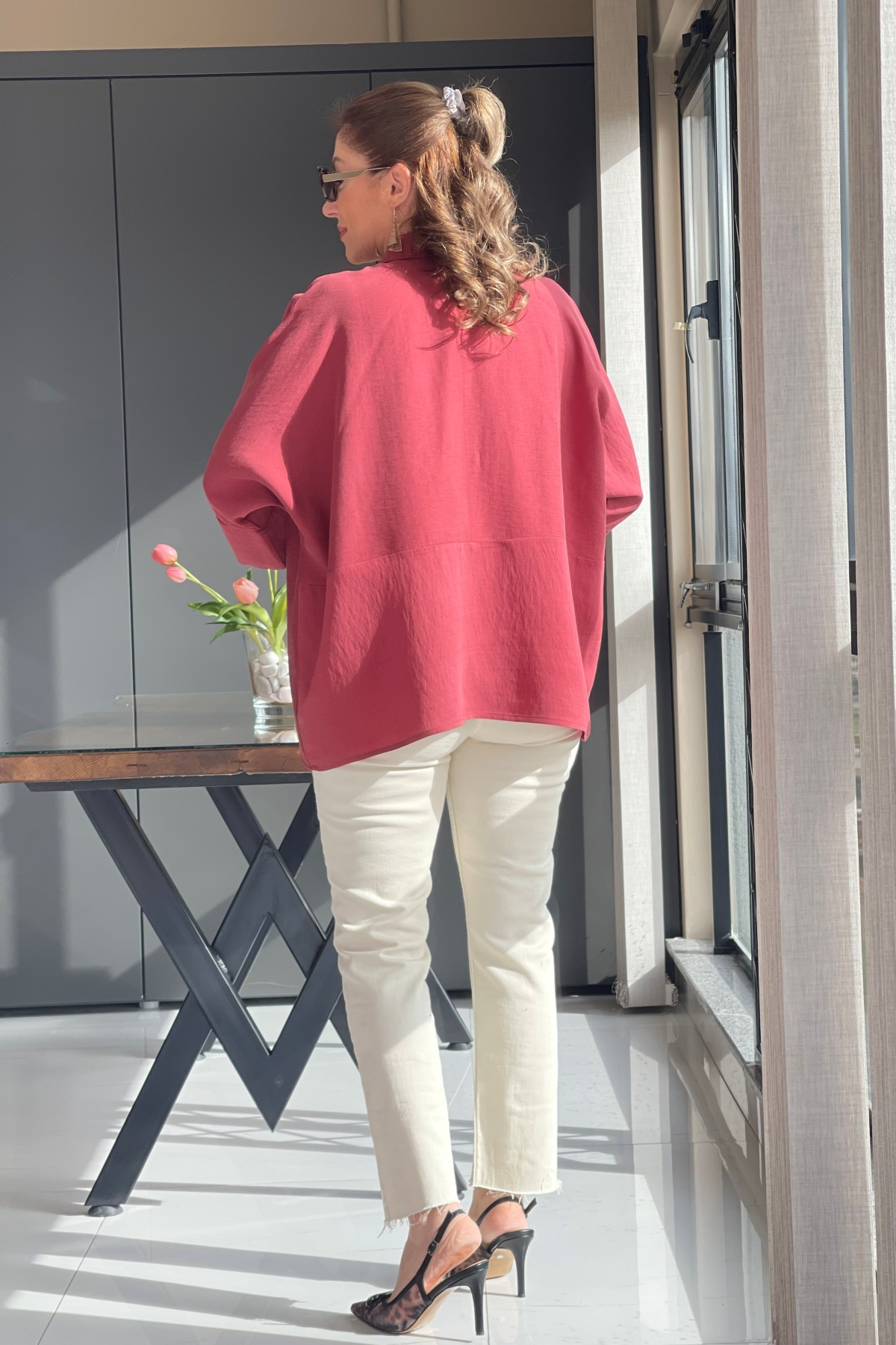Oversize Bordo Gömlek