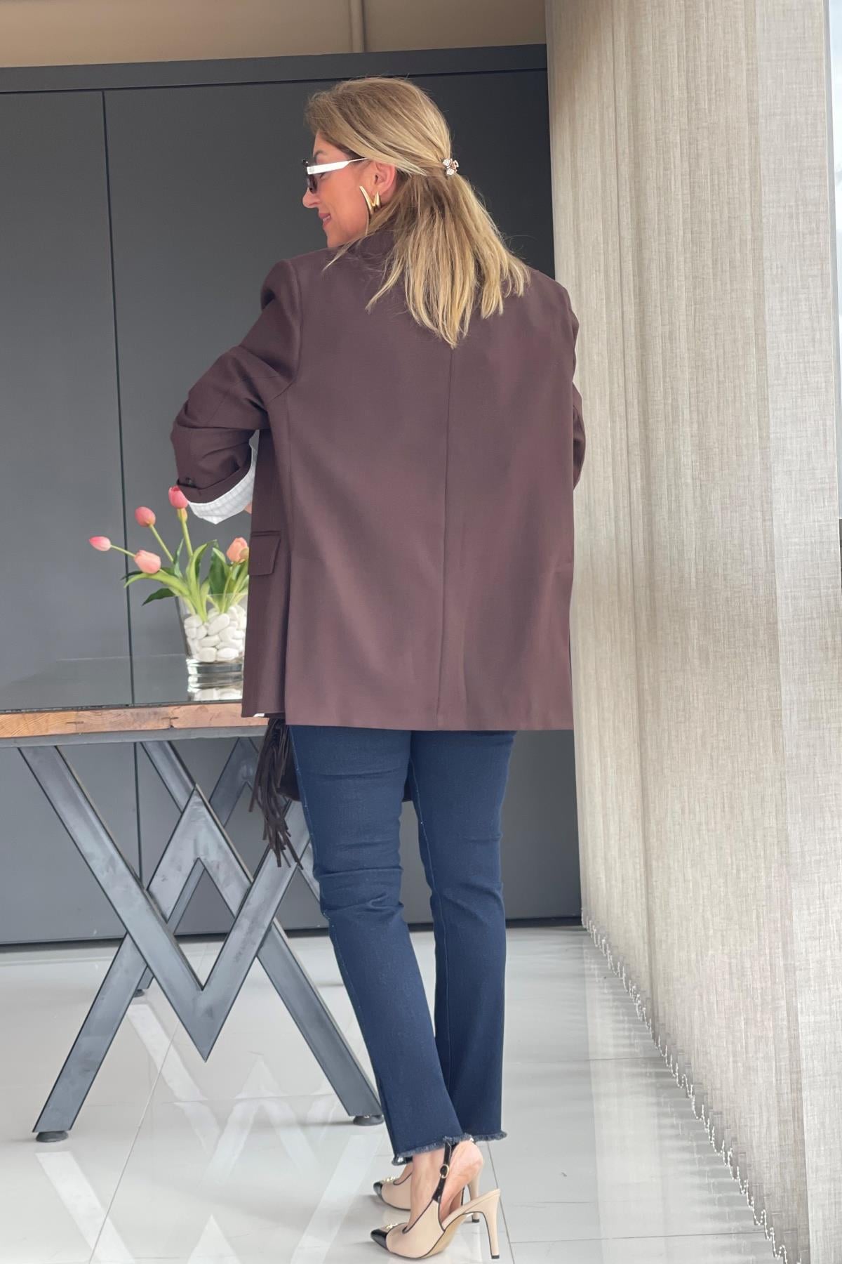Oversize Kahve Blazer