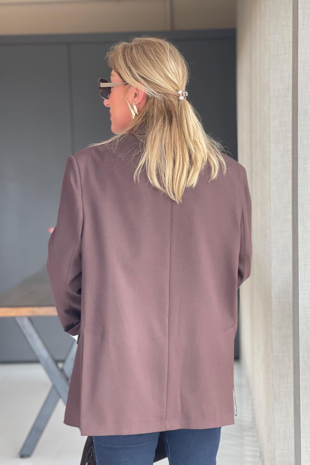 Oversize Kahve Blazer