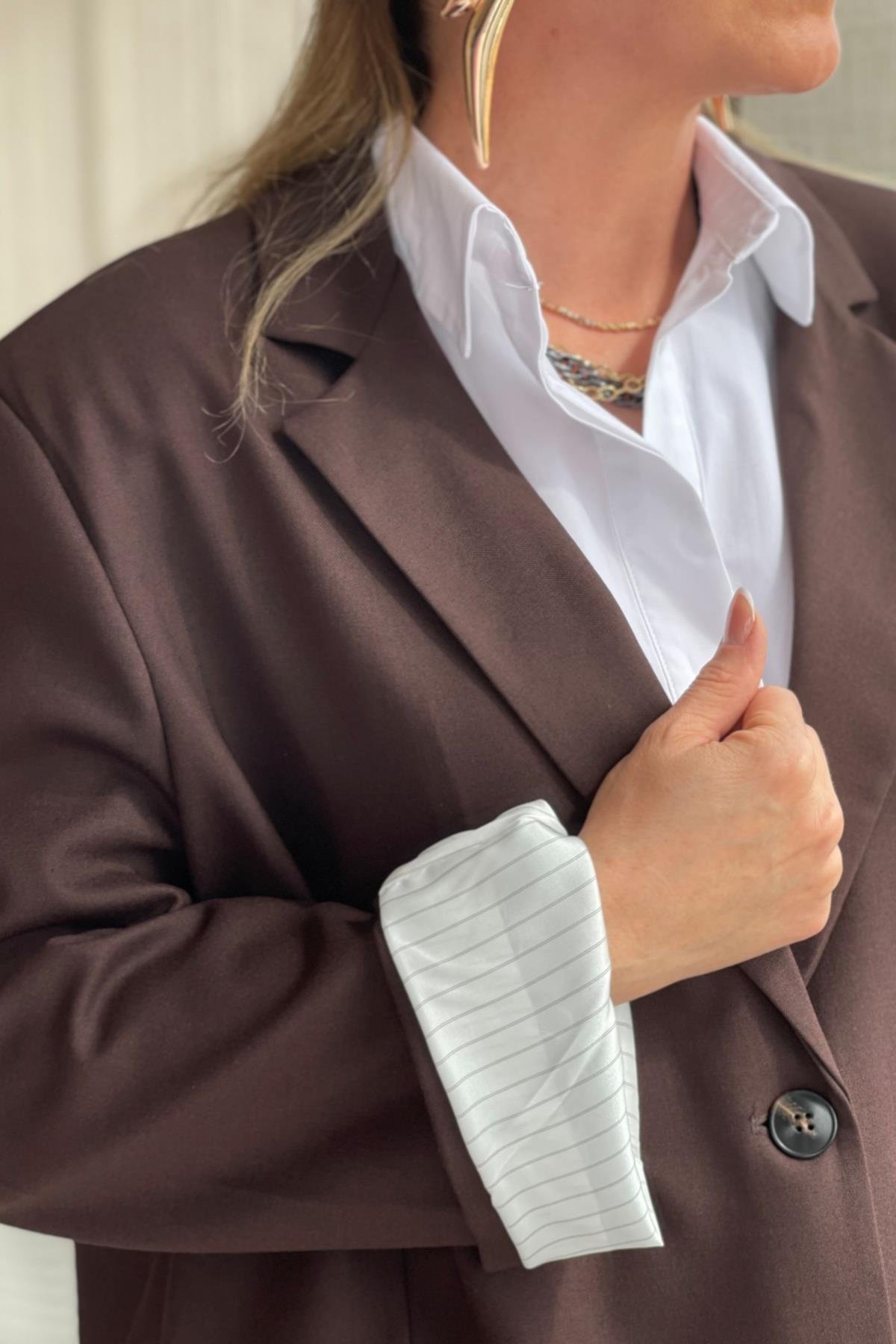 Oversize Kahve Blazer