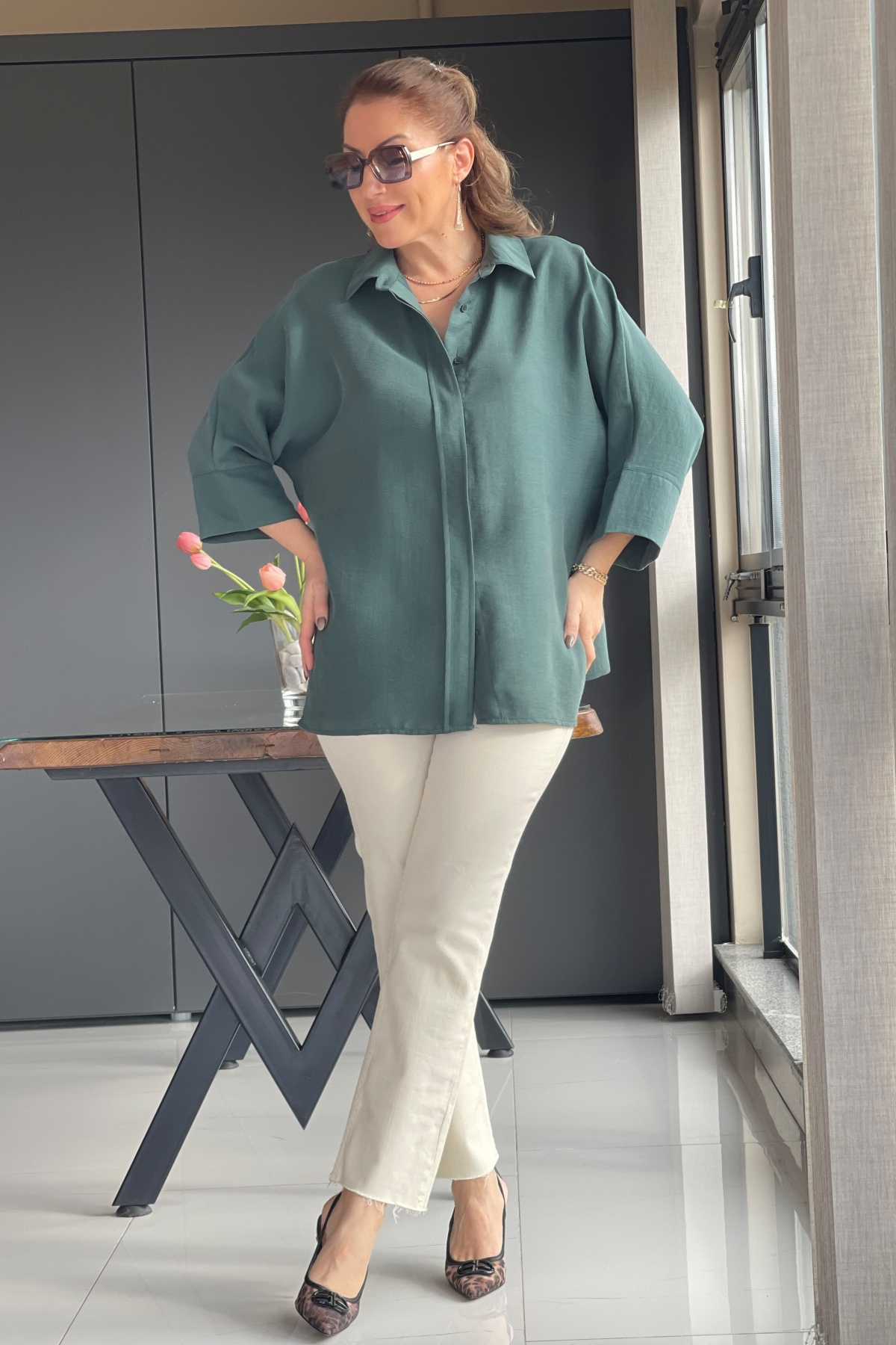 Oversize Yeşil Gömlek