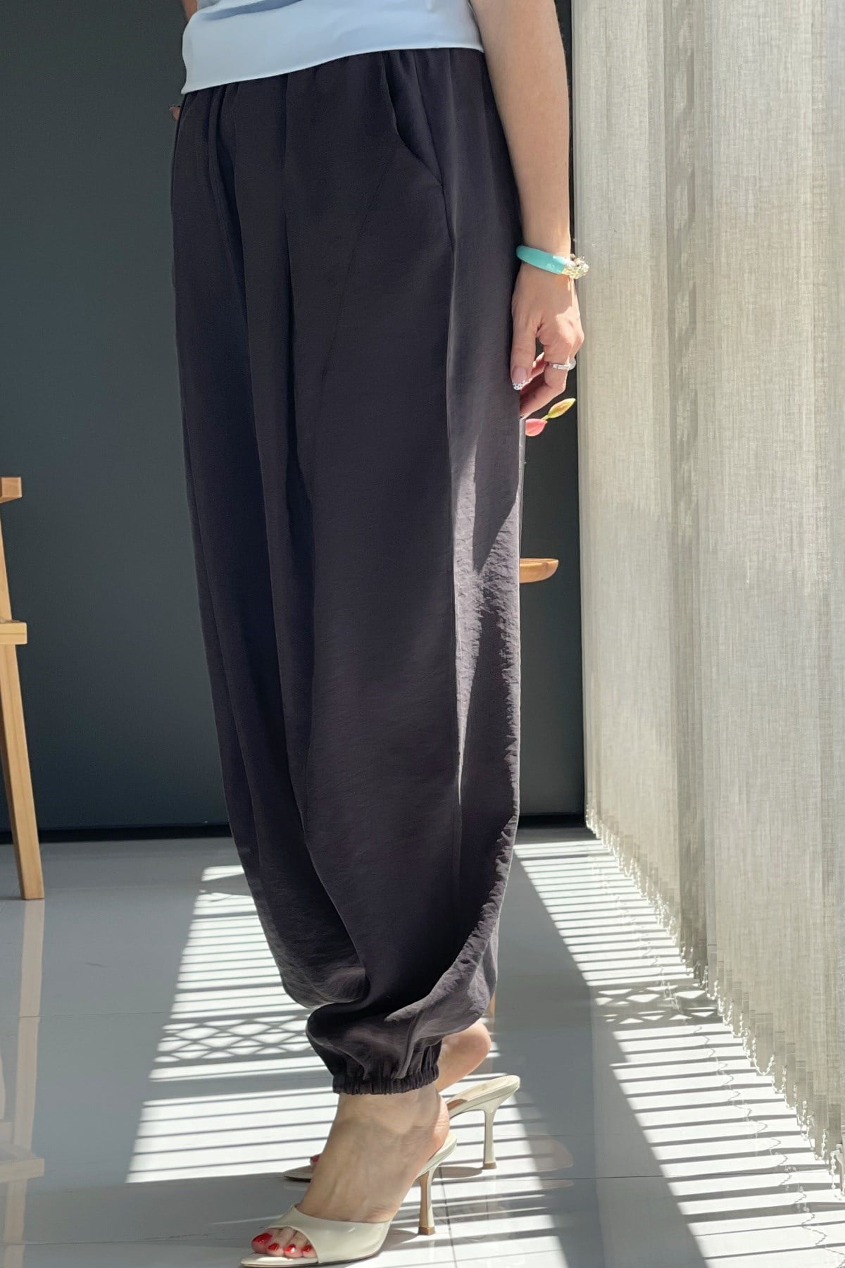 Paça Detay Şalvar Model Kahve Pantolon