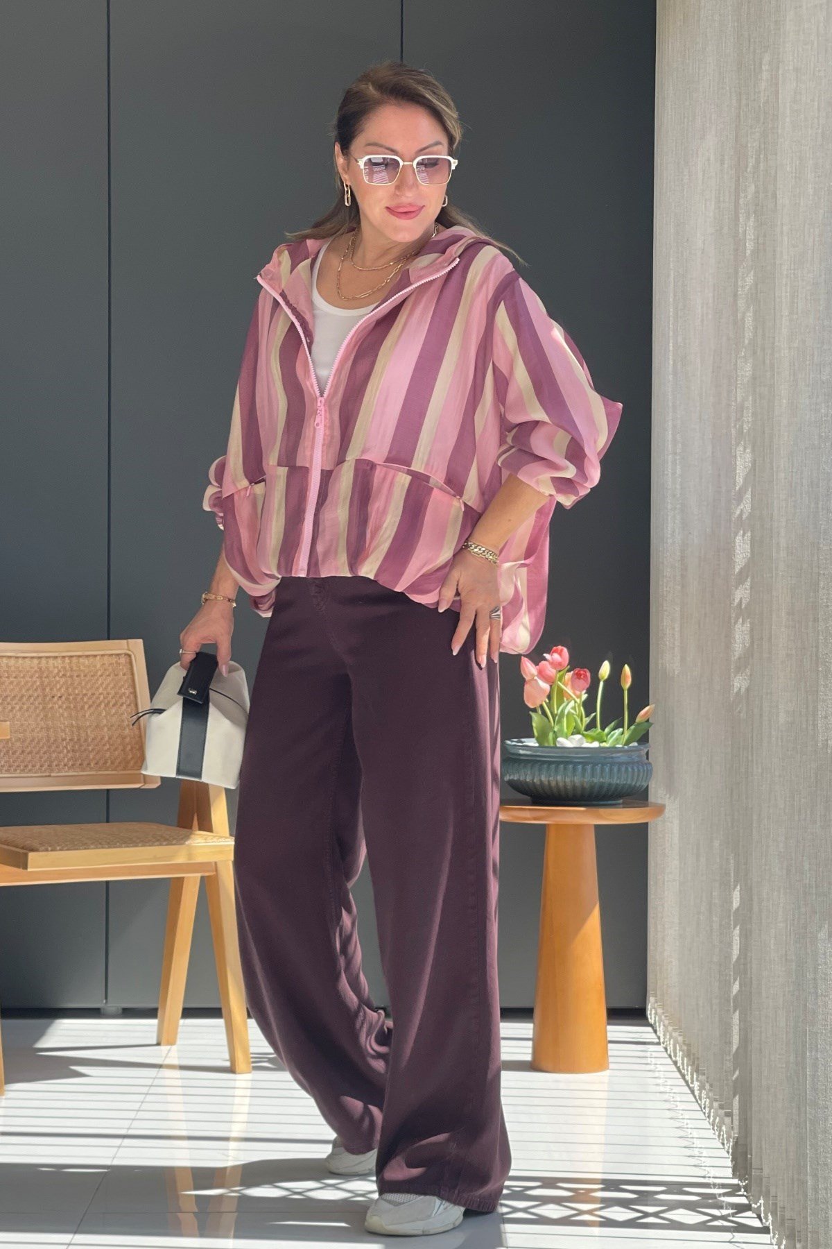 Pembe Bordo Yağmurluk