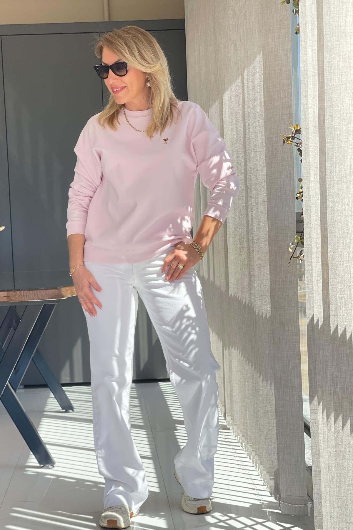 Pembe Kalp Arma Sweat