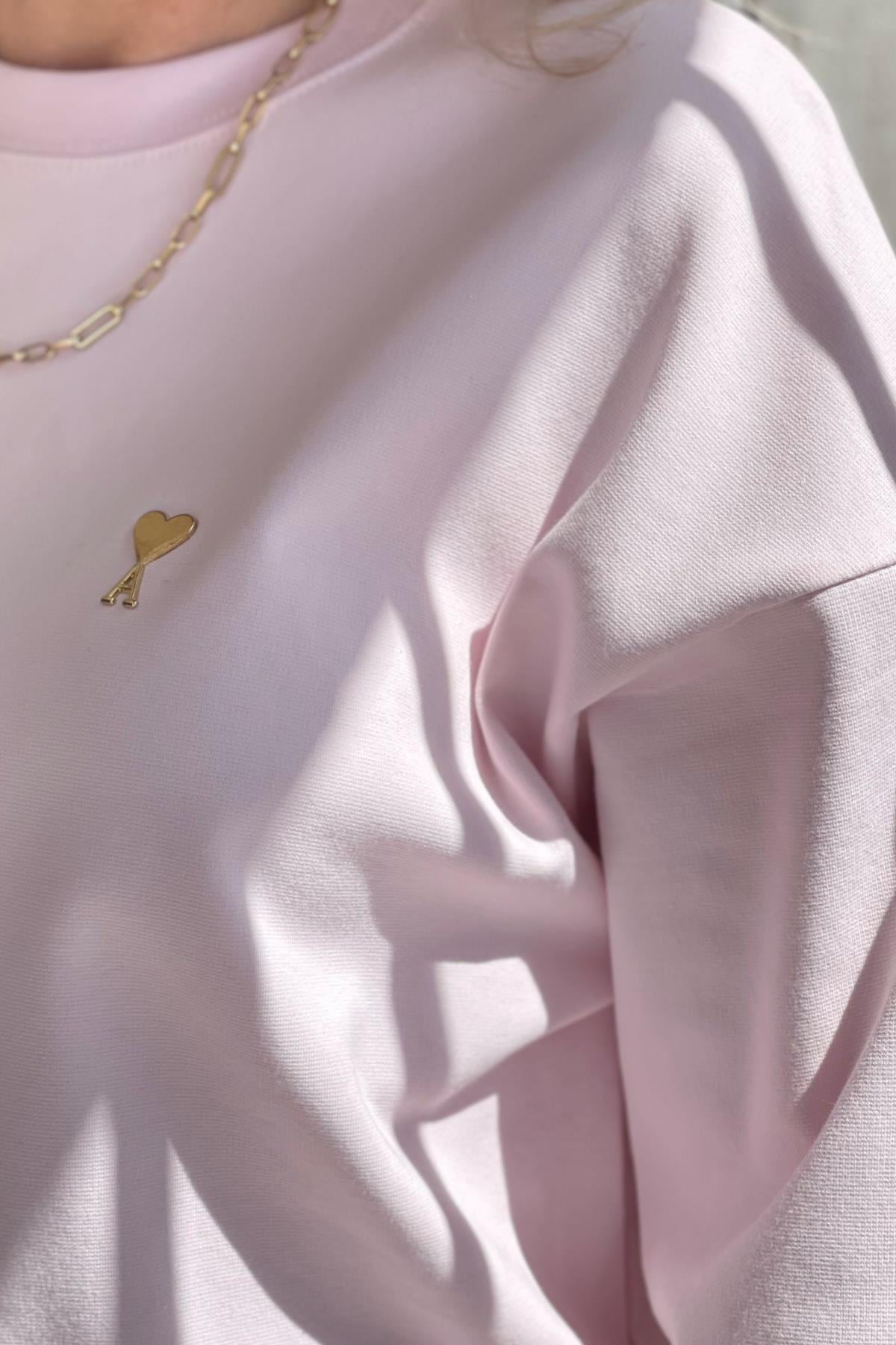 Pembe Kalp Arma Sweat