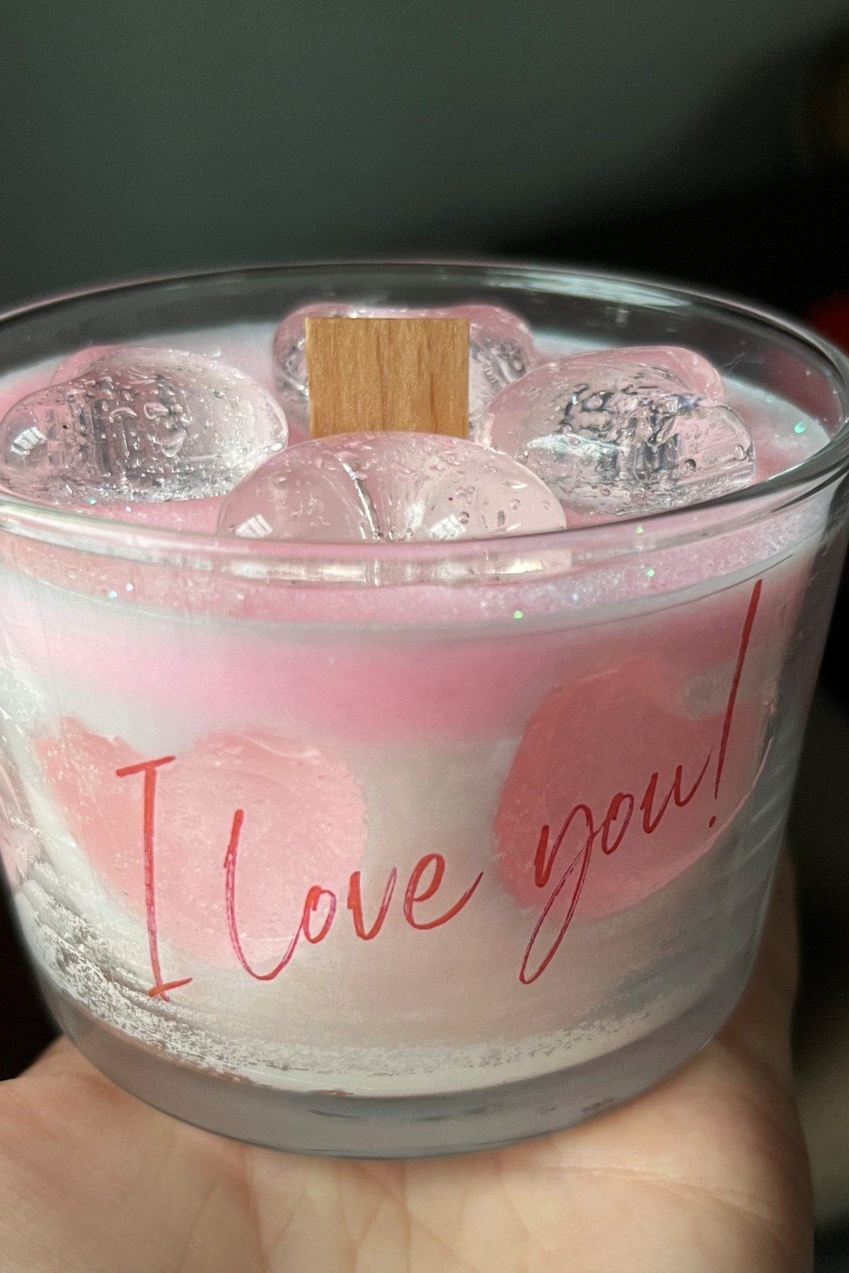 Pembe Kalp Desen Mum