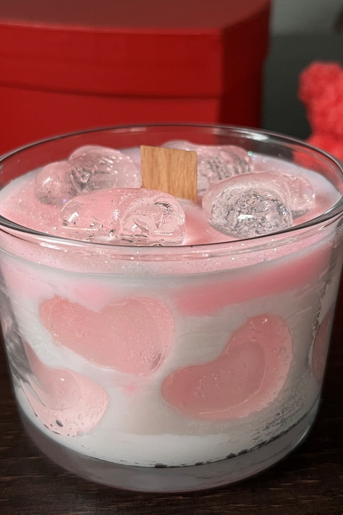 Pembe Kalp Desen Mum