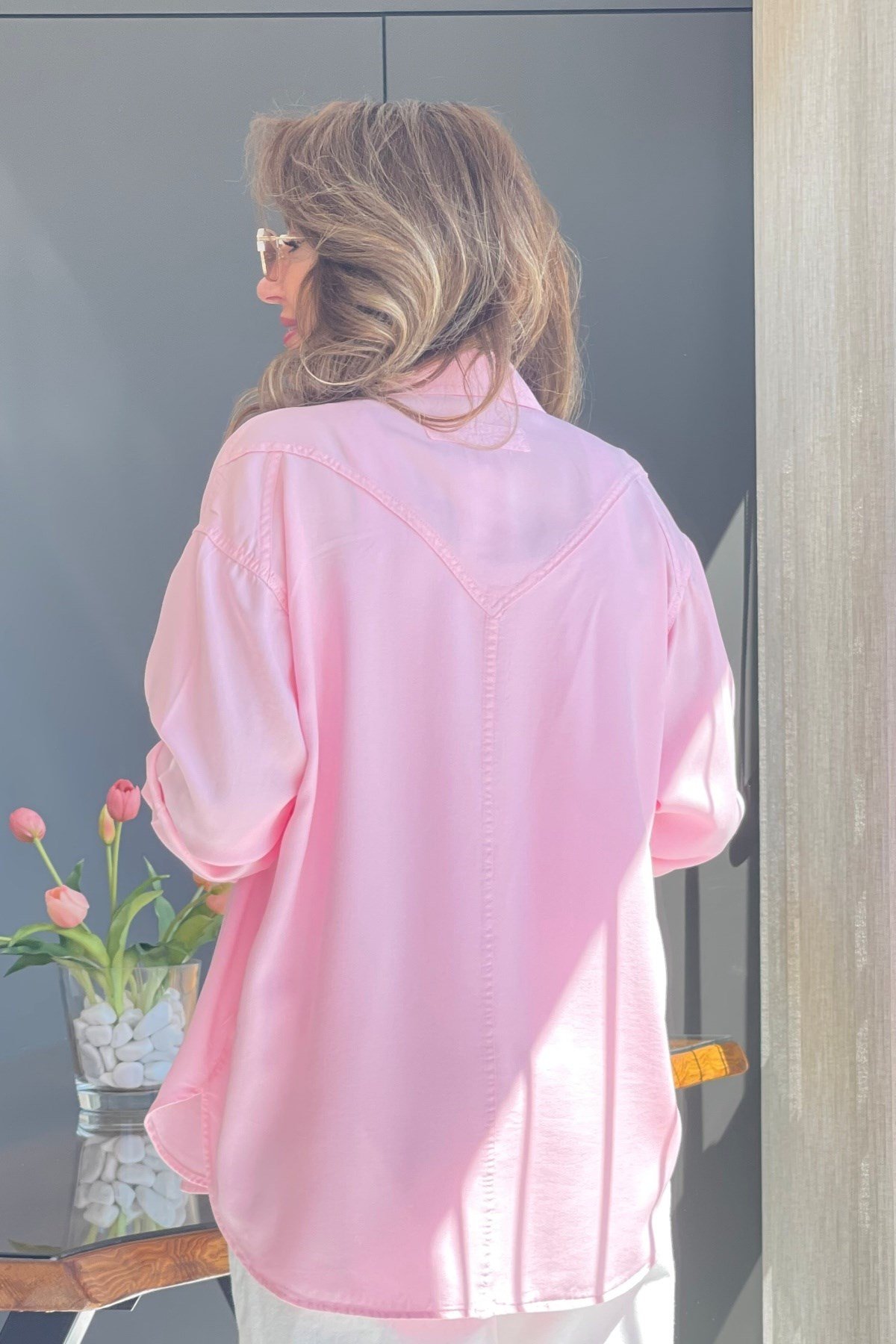 Pembe Tencel Gömlek