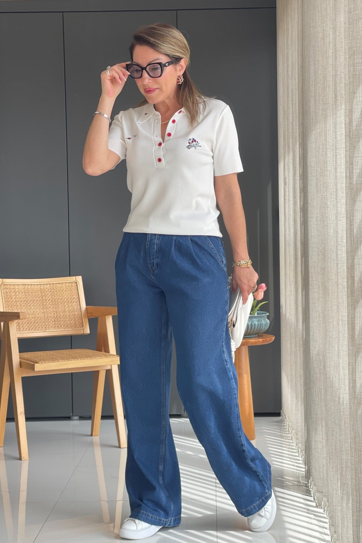 Pilise Detay Lacivert Jean