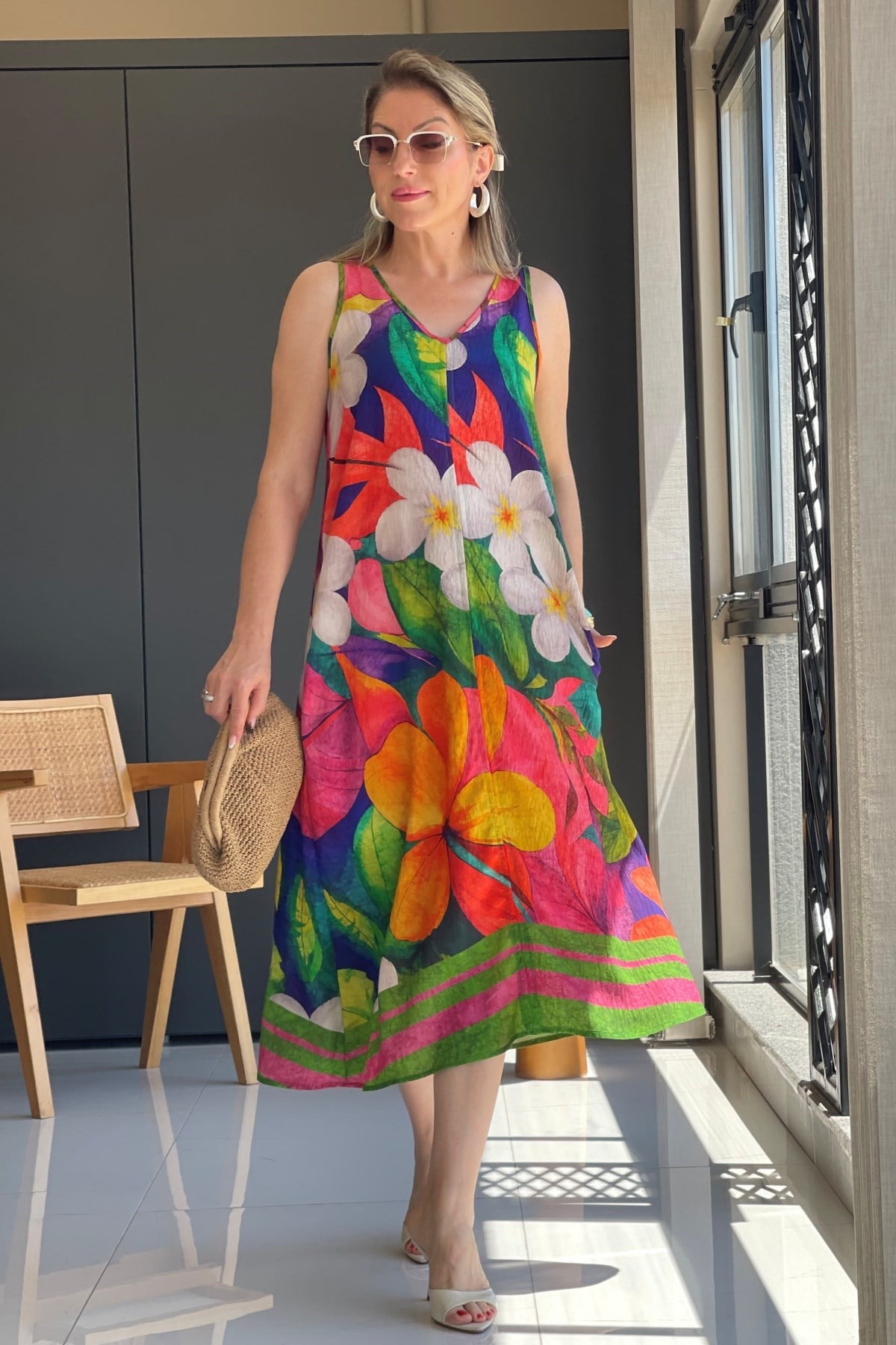 Renkli Çiçek Model Elbise