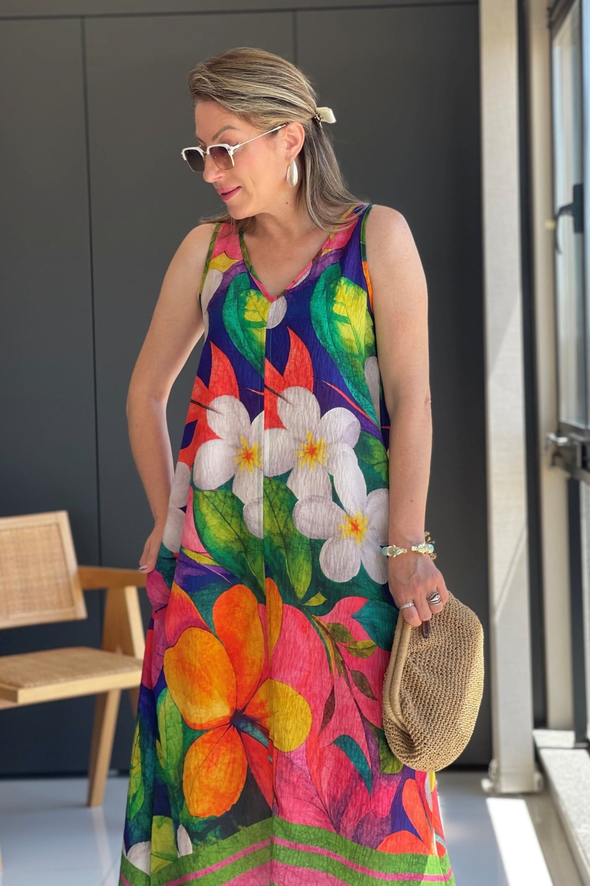 Renkli Çiçek Model Elbise