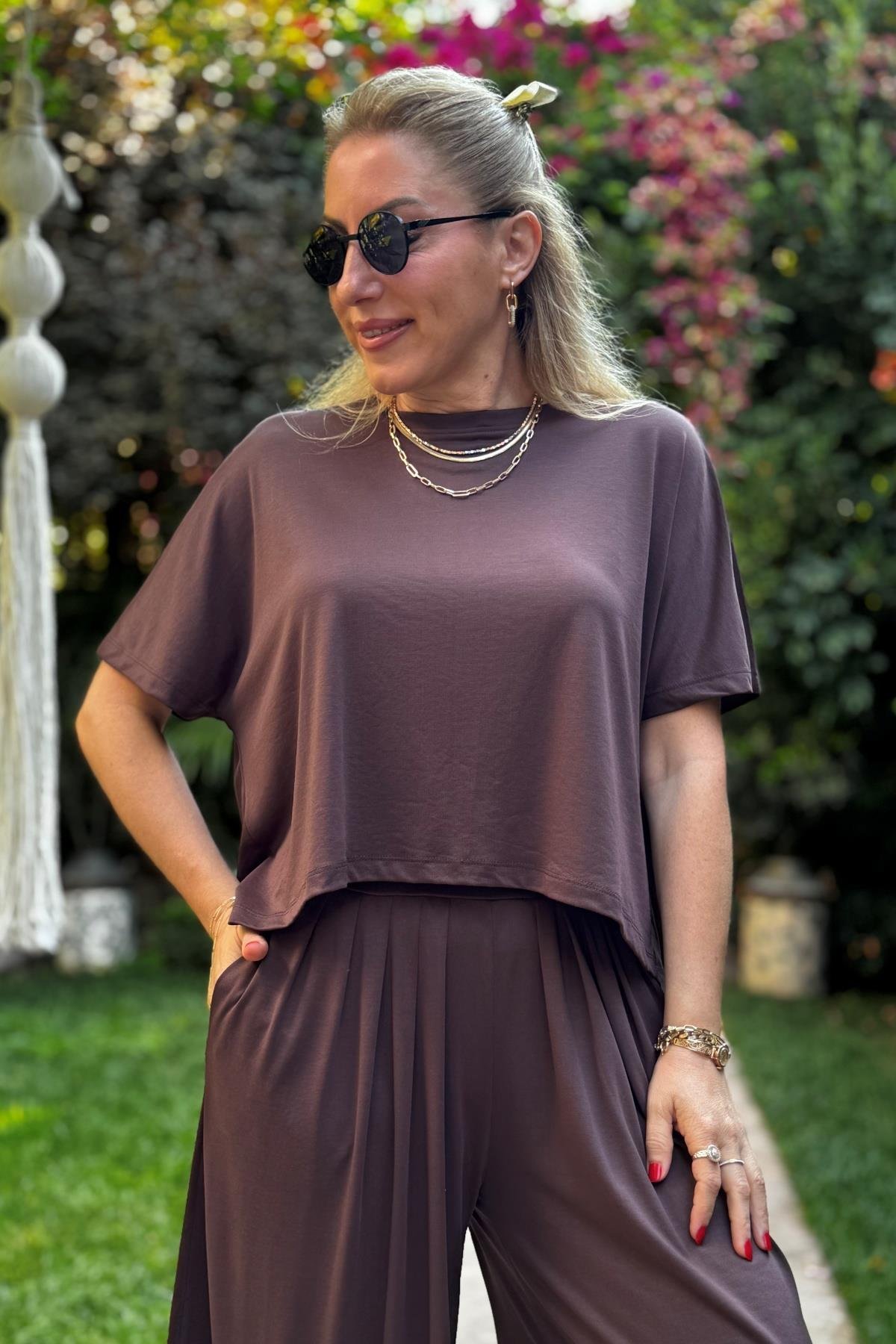 Şalvar Model Kahve Renk Takım