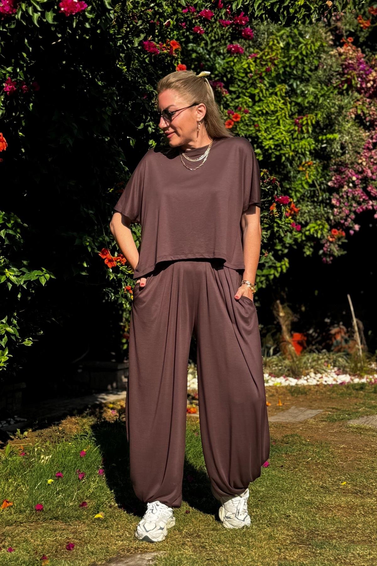 Şalvar Model Kahve Renk Takım