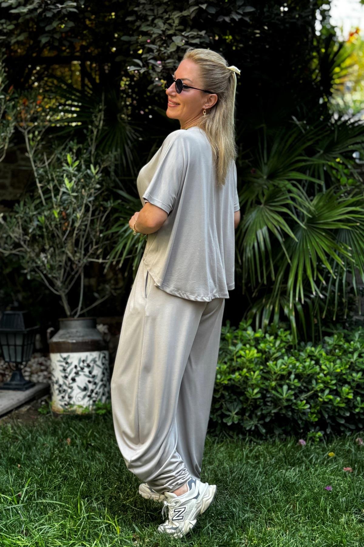 Şalvar Model Taş Rengi Takım