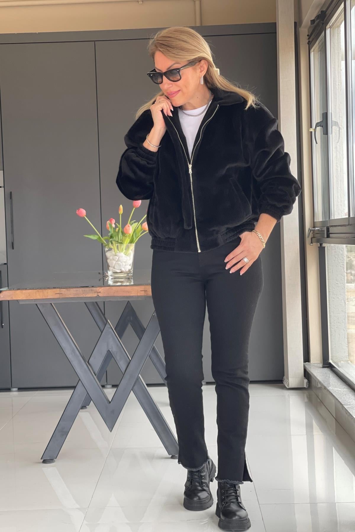 Siyah Bomber Ceket