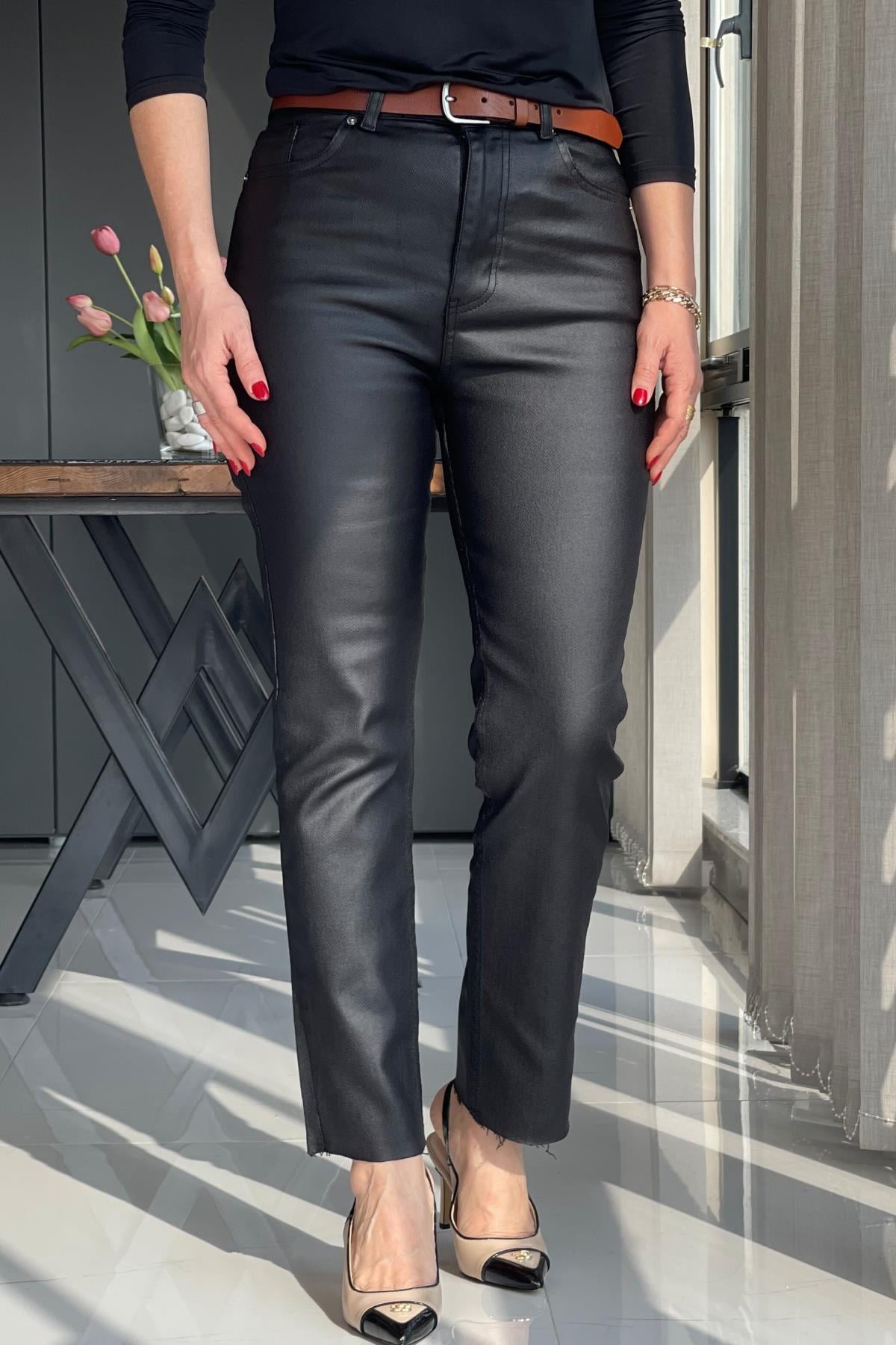 Sİyah Mumlu Jean Pantolon