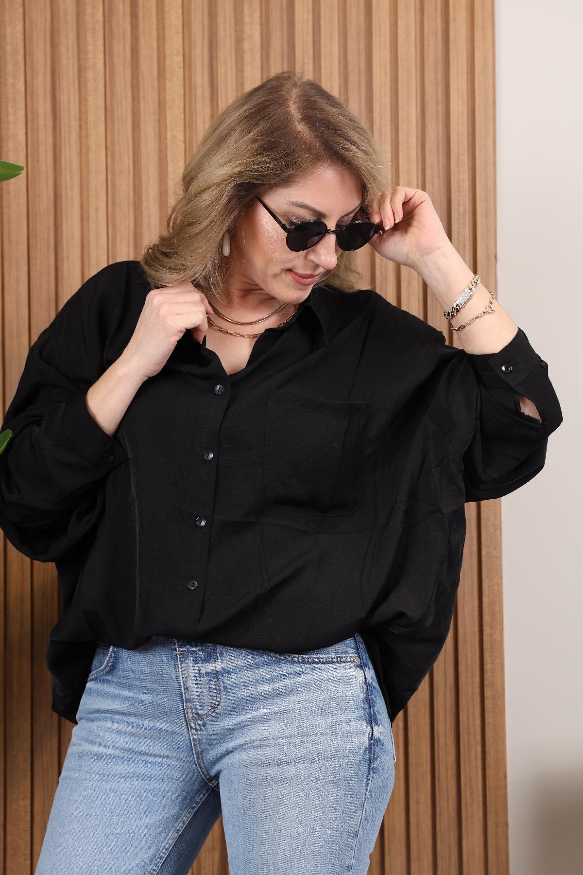 Siyah Oversize Gömlek