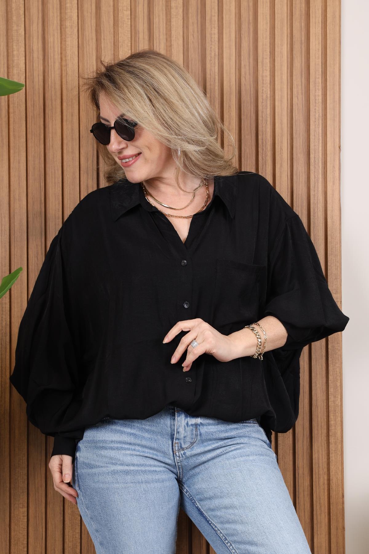 Siyah Oversize Gömlek