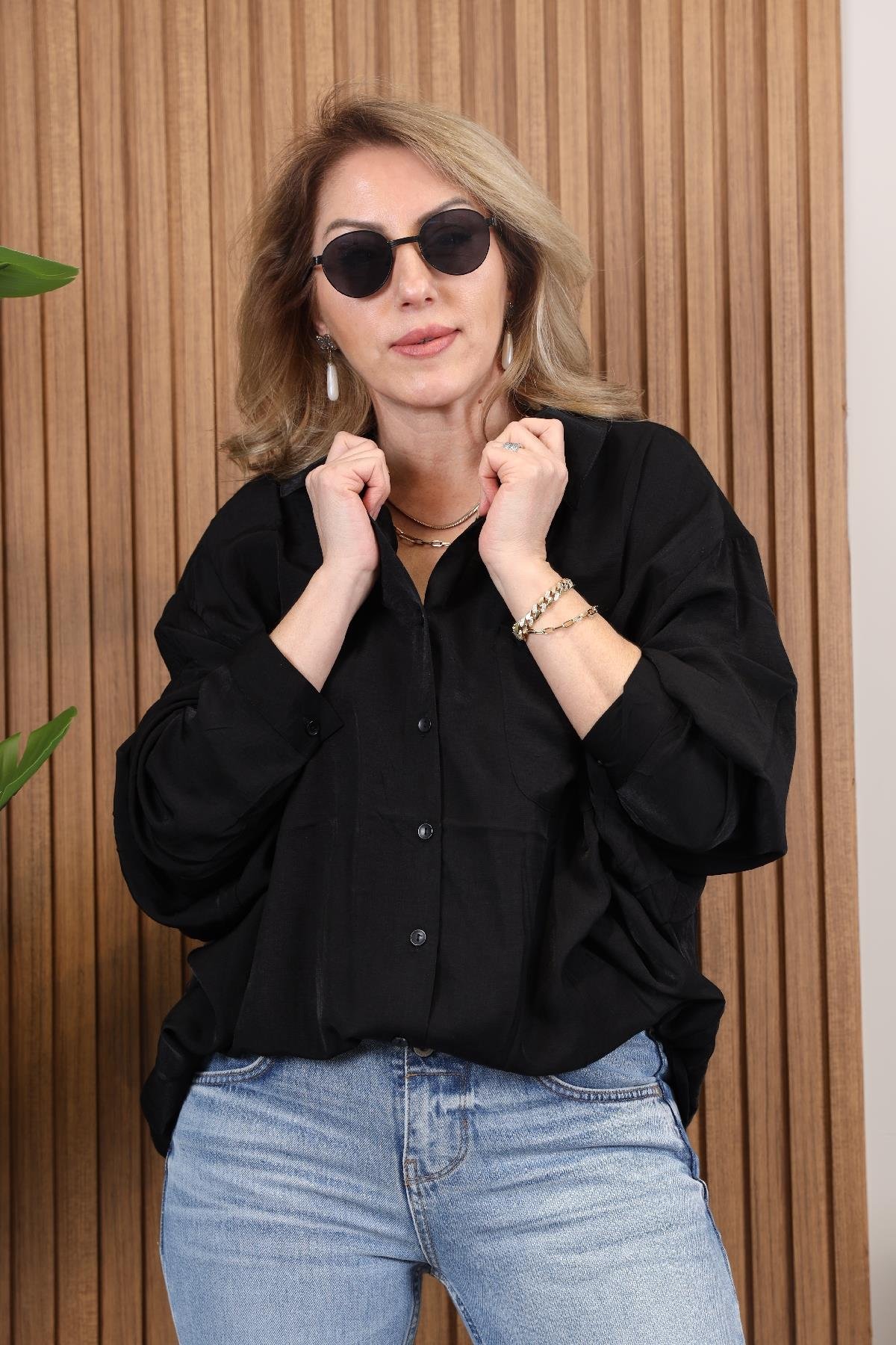 Siyah Oversize Gömlek