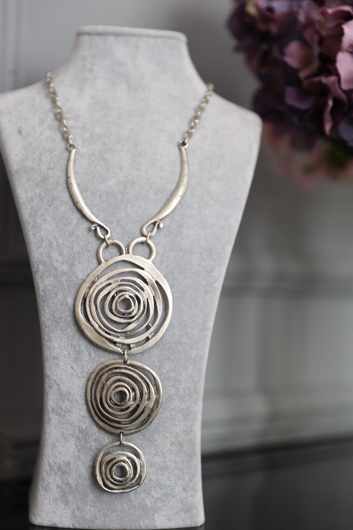 Spiral Desen Çelik Kolye