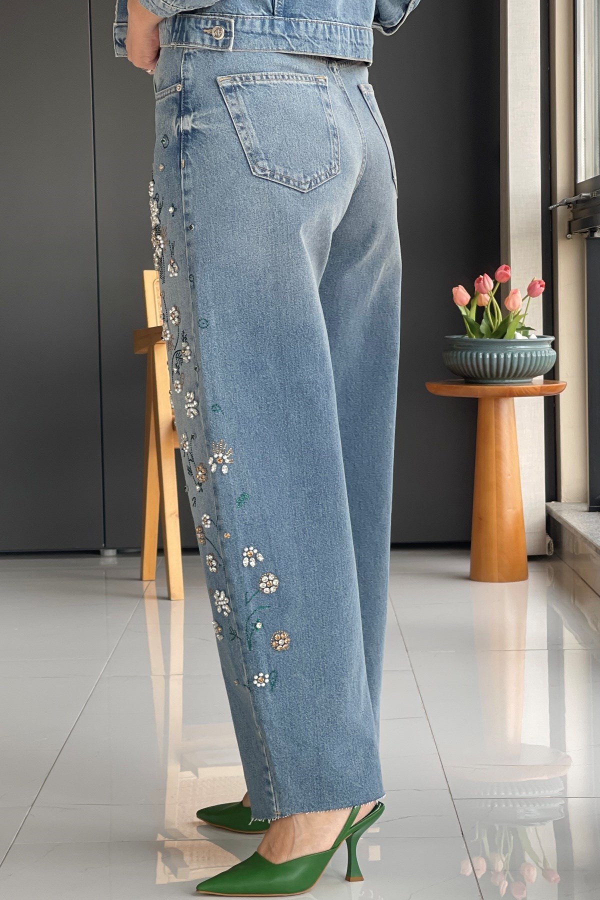 Taş İşleme Jean Pantolon