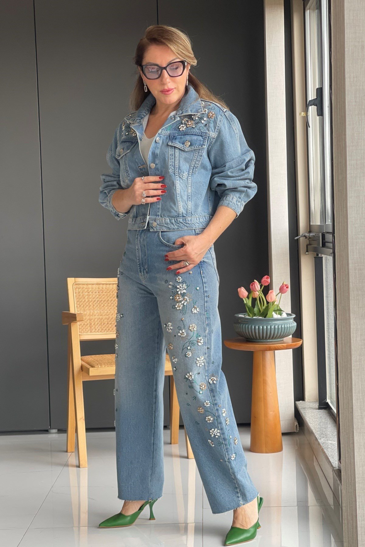 Taş İşleme Jean Pantolon