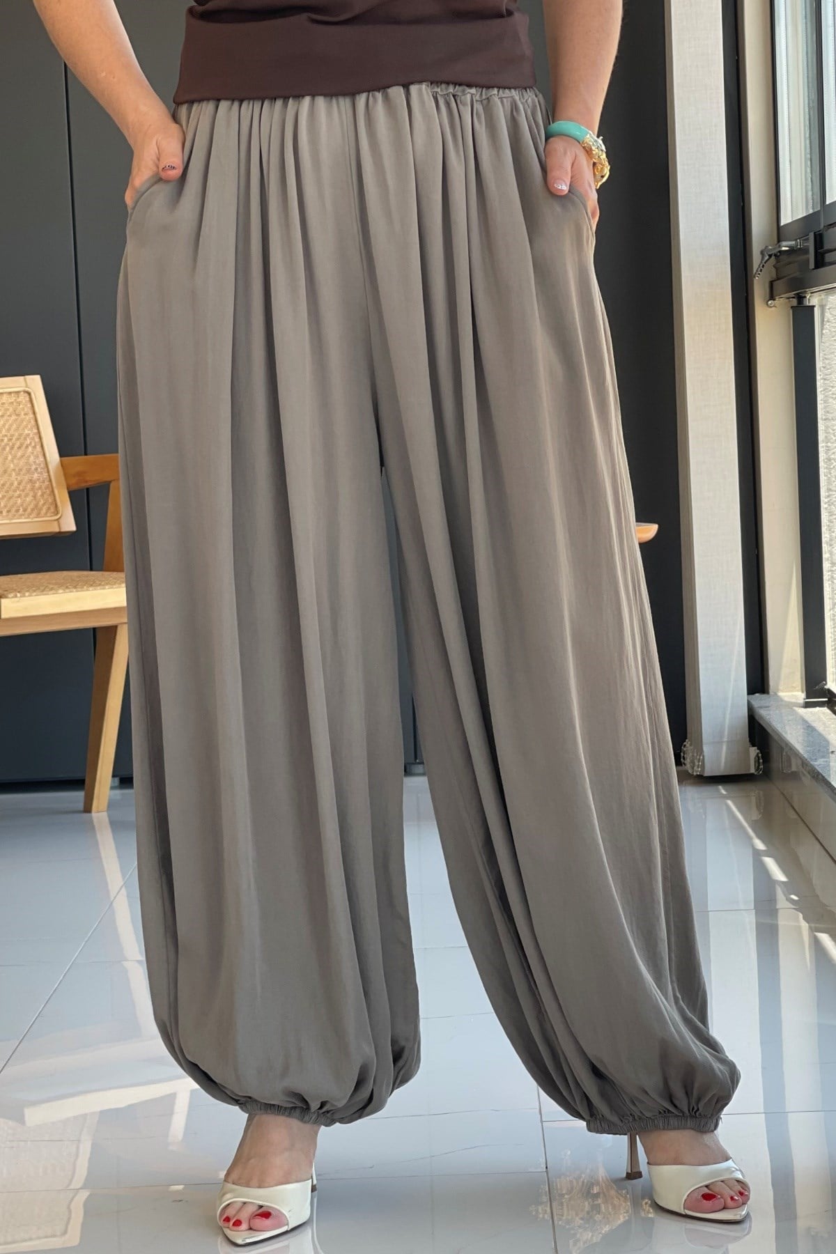 Taş Rengi Şalvar Model İthal Pantolon