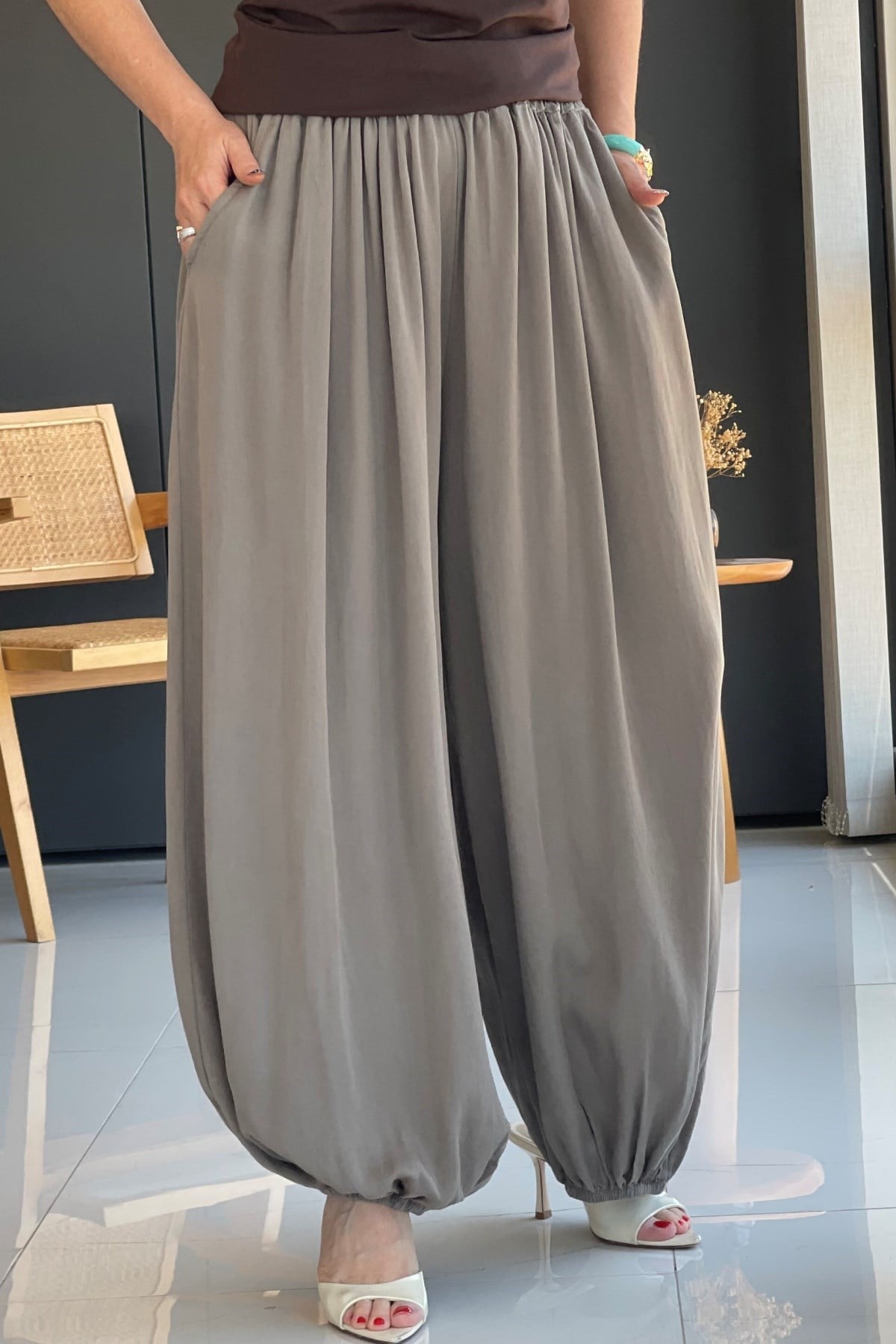 Taş Rengi Şalvar Model İthal Pantolon