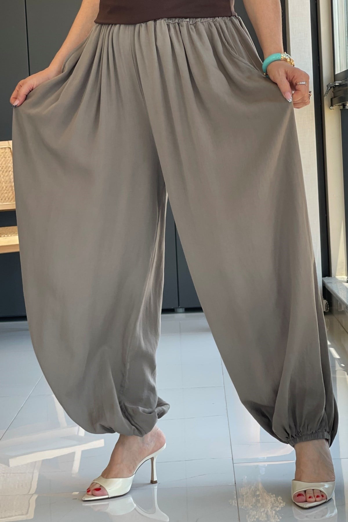 Taş Rengi Şalvar Model İthal Pantolon