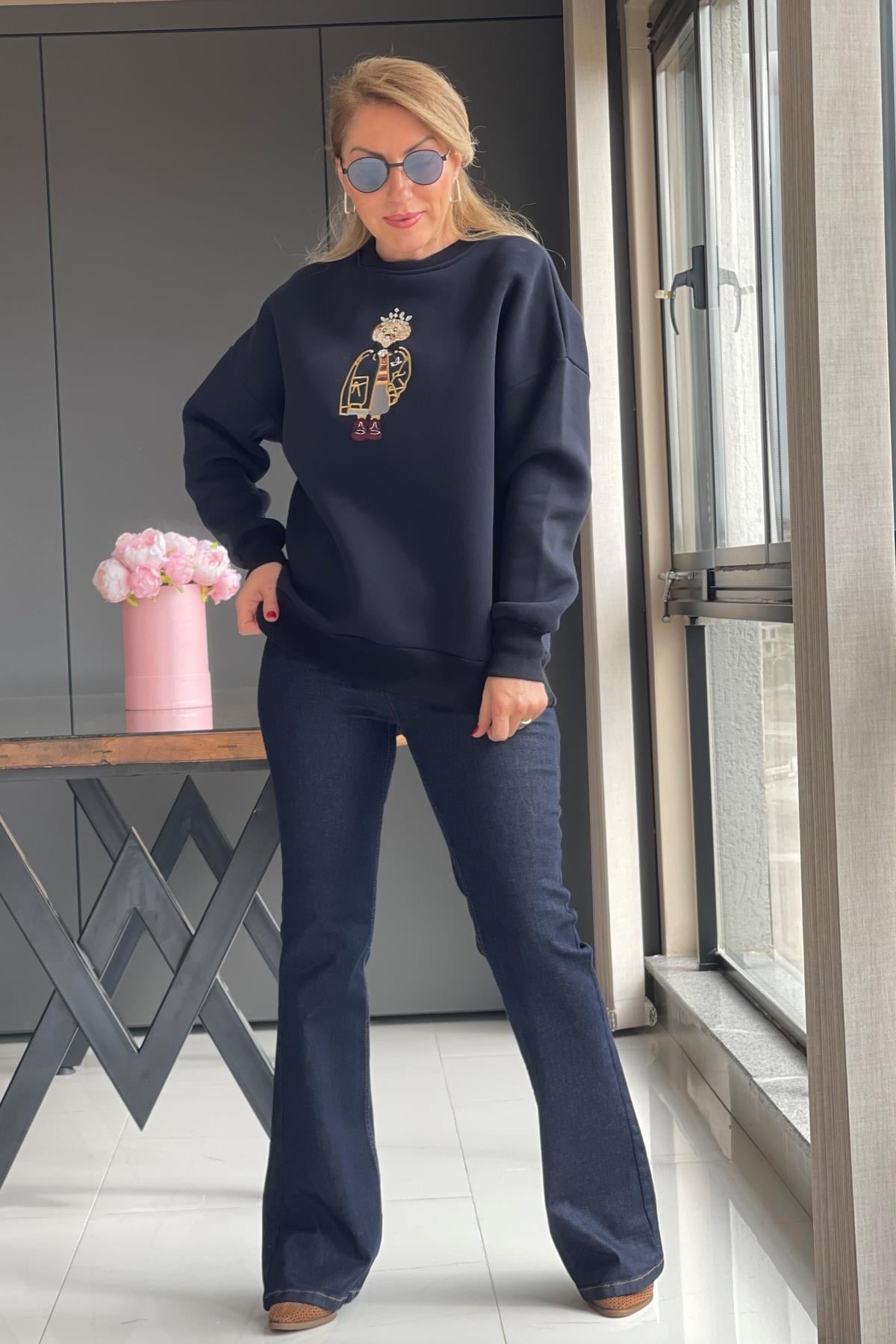 Üç İplik Lacivert Sweat