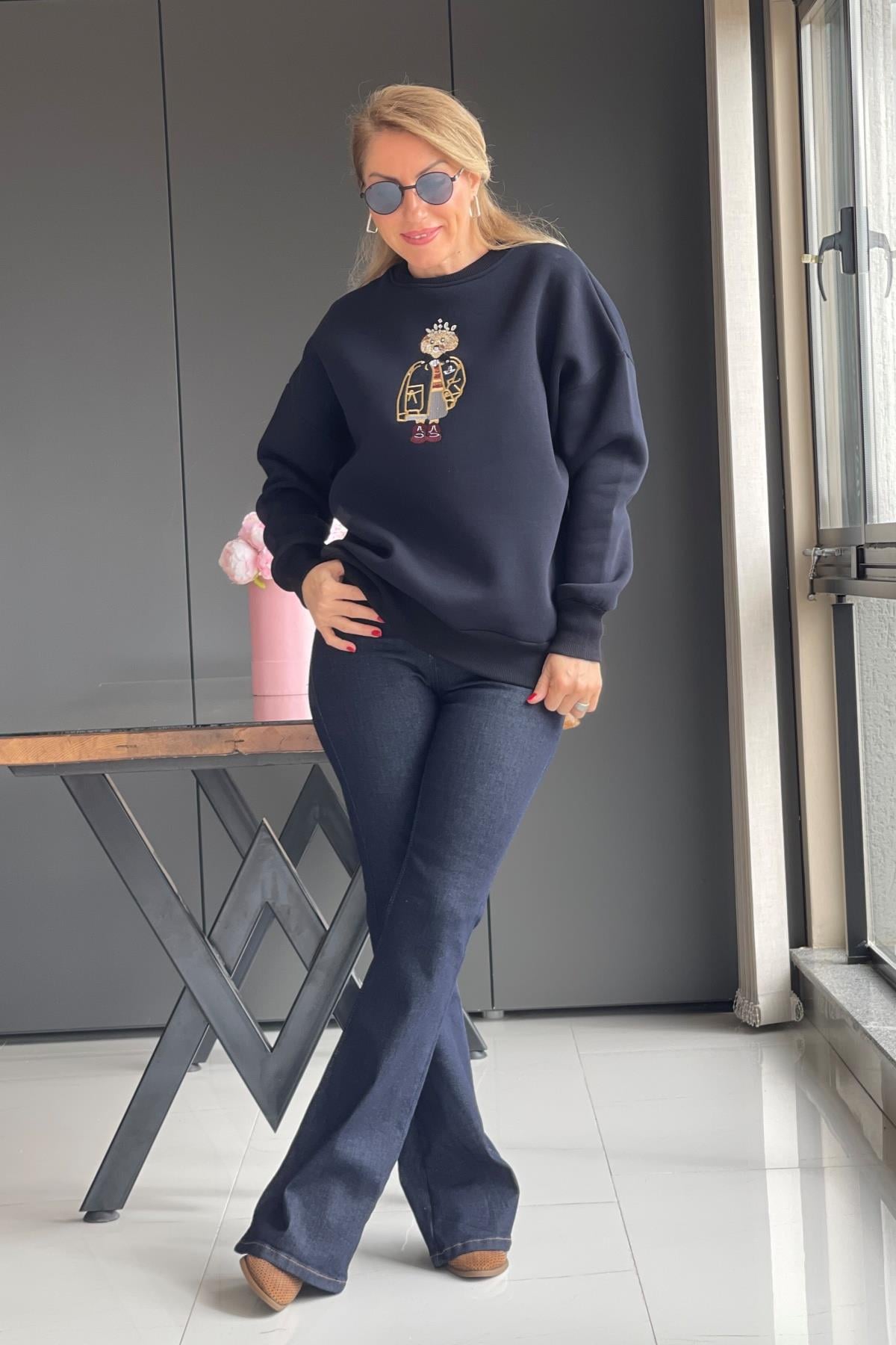 Üç İplik Lacivert Sweat