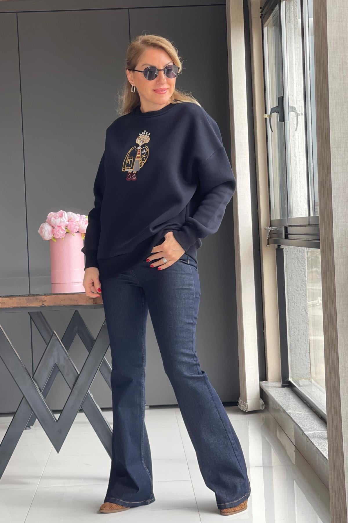 Üç İplik Lacivert Sweat