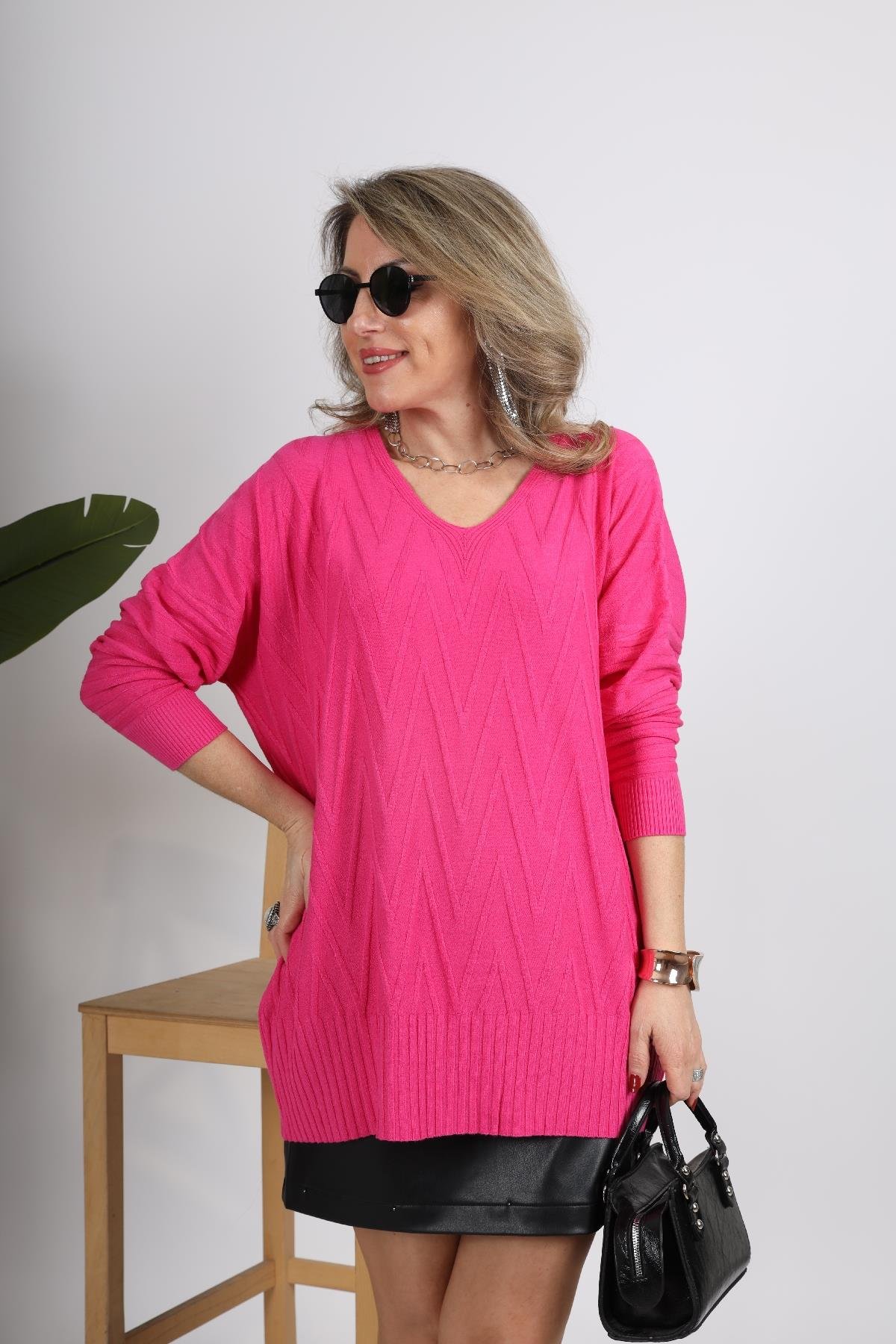 V Yaka Pembe Tunik Kazak