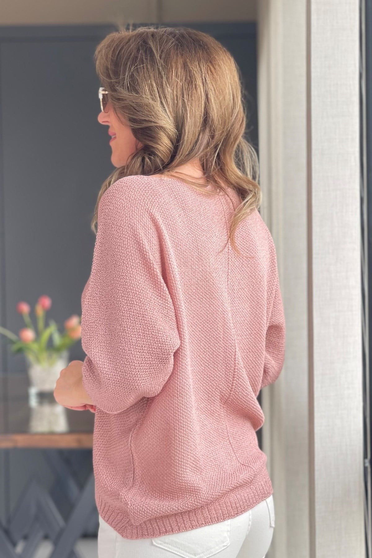 V Yaka Pudra Triko Bluz