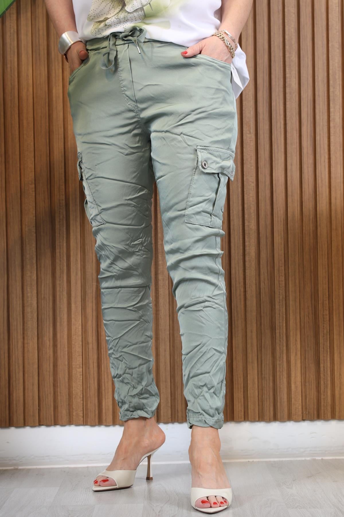 Yan Cep Model İthal Haki Pantolon